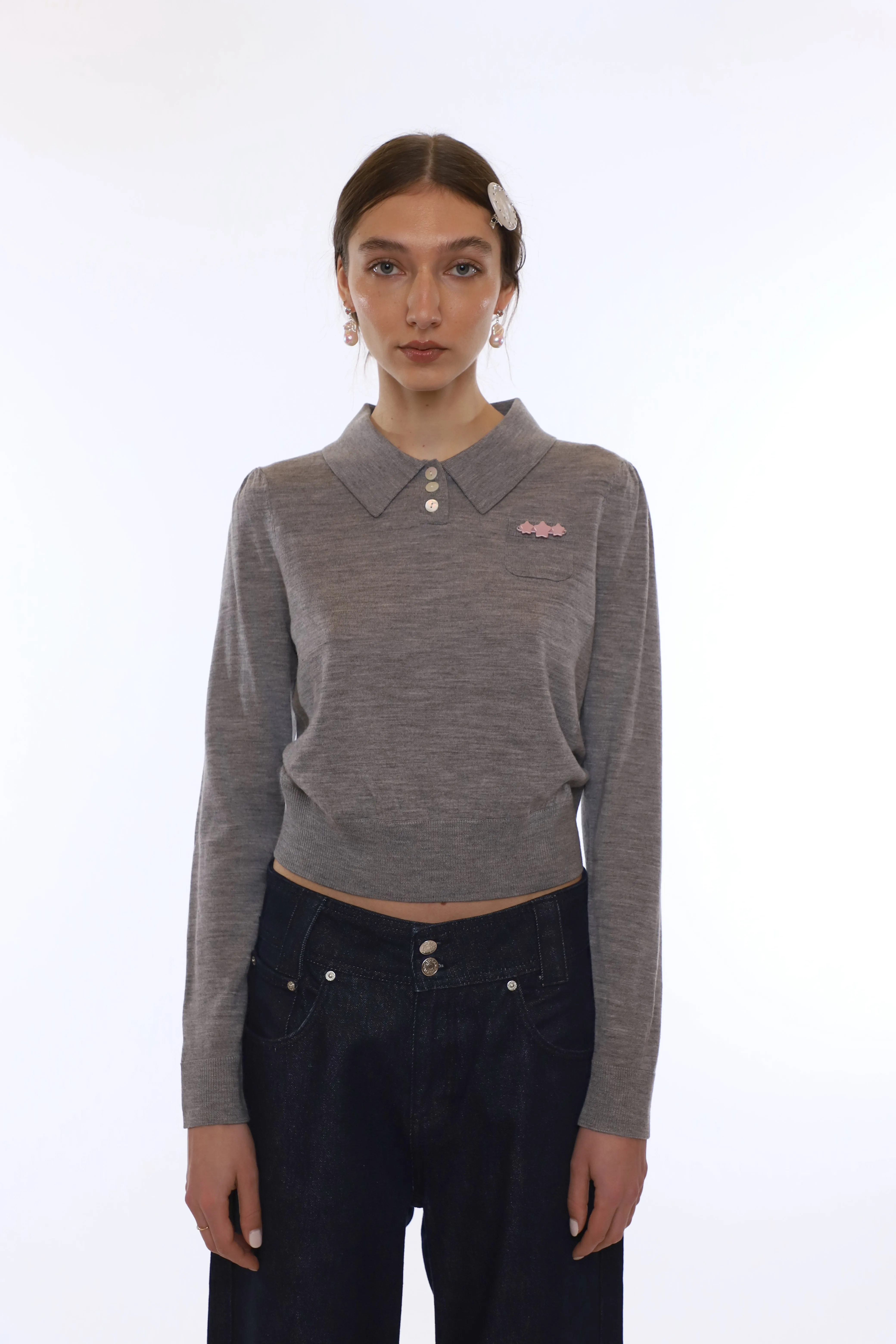 AKIRA SWEATER IN HEATHER GREY sold by Sandy Liang product image thumbnail 2