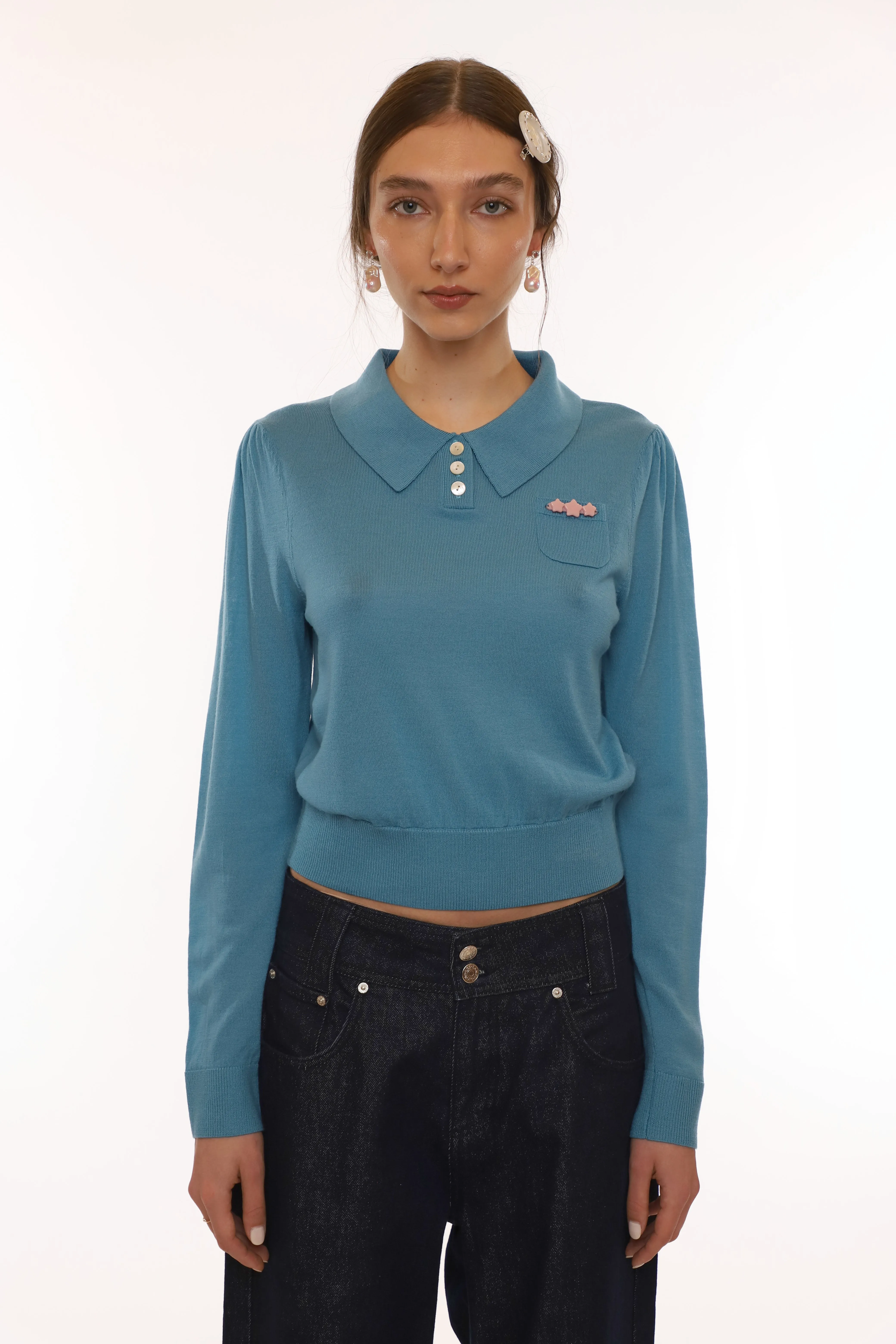 AKIRA SWEATER IN CERULEAN sold by Sandy Liang product image thumbnail 3