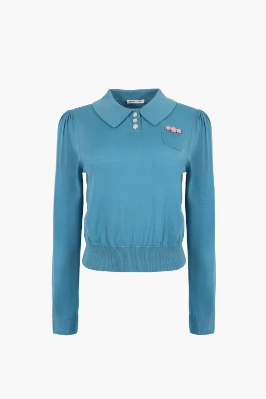 AKIRA SWEATER IN CERULEAN made by Sandy Liang