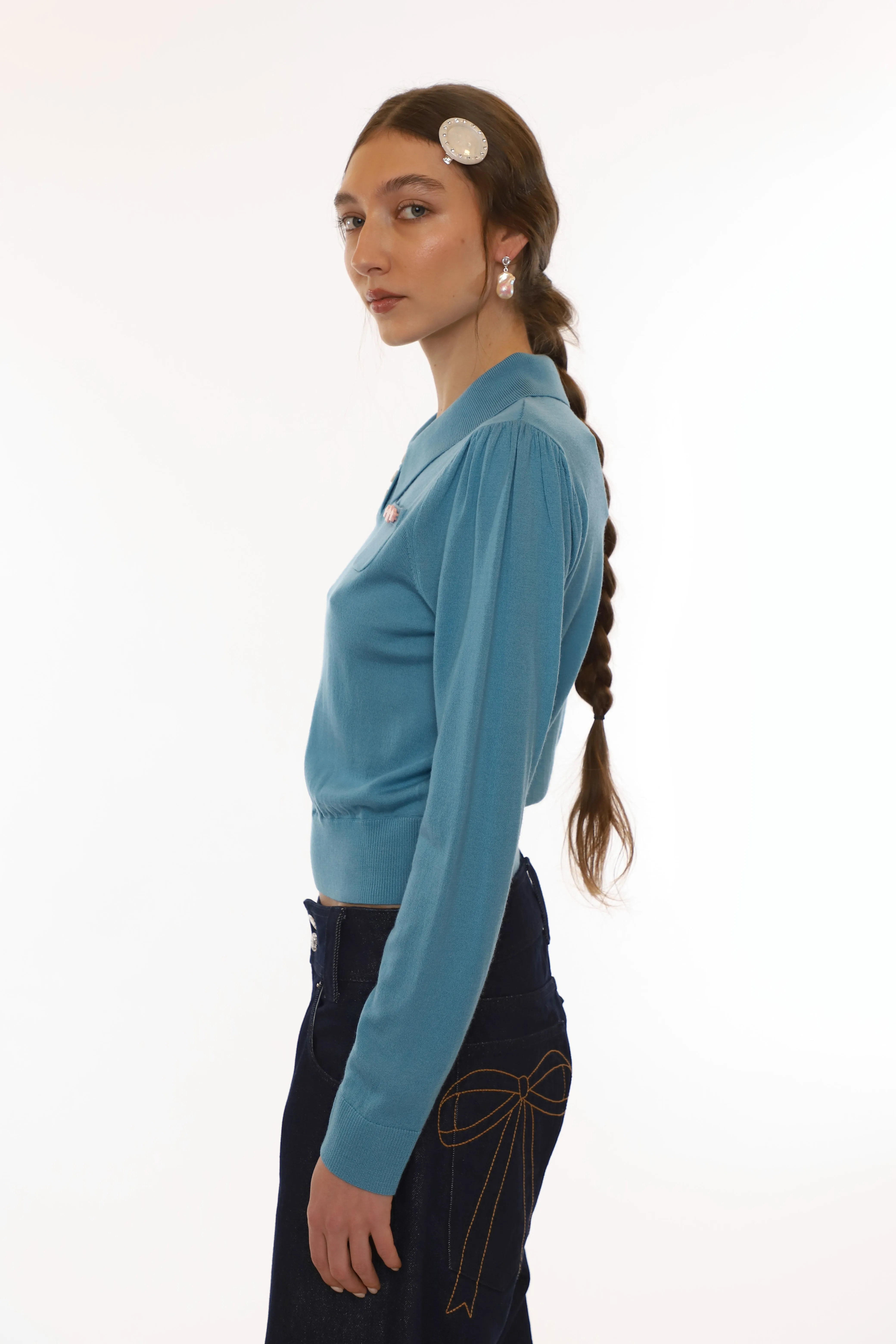 AKIRA SWEATER IN CERULEAN sold by Sandy Liang product image thumbnail 5