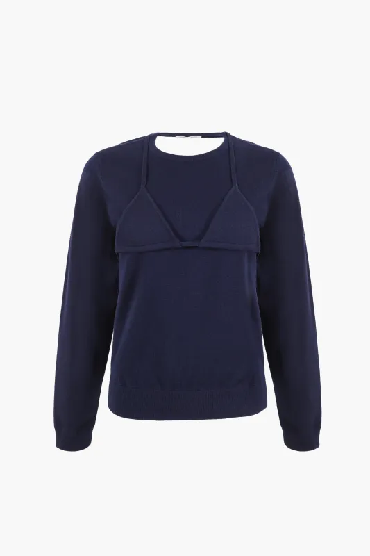 MAISY SWEATER IN DARK NAVY sold by Sandy Liang