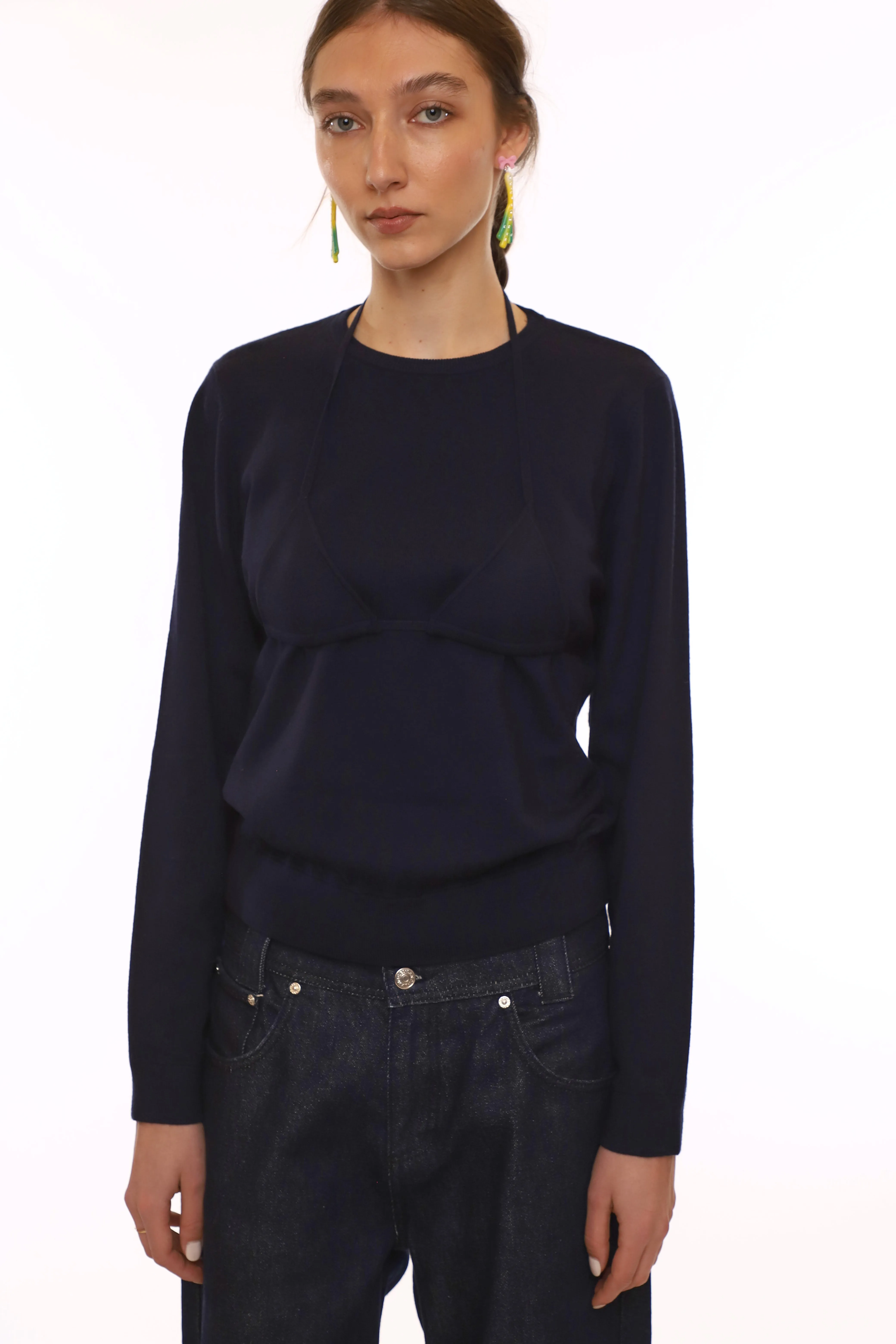 MAISY SWEATER IN DARK NAVY sold by Sandy Liang product image thumbnail 2