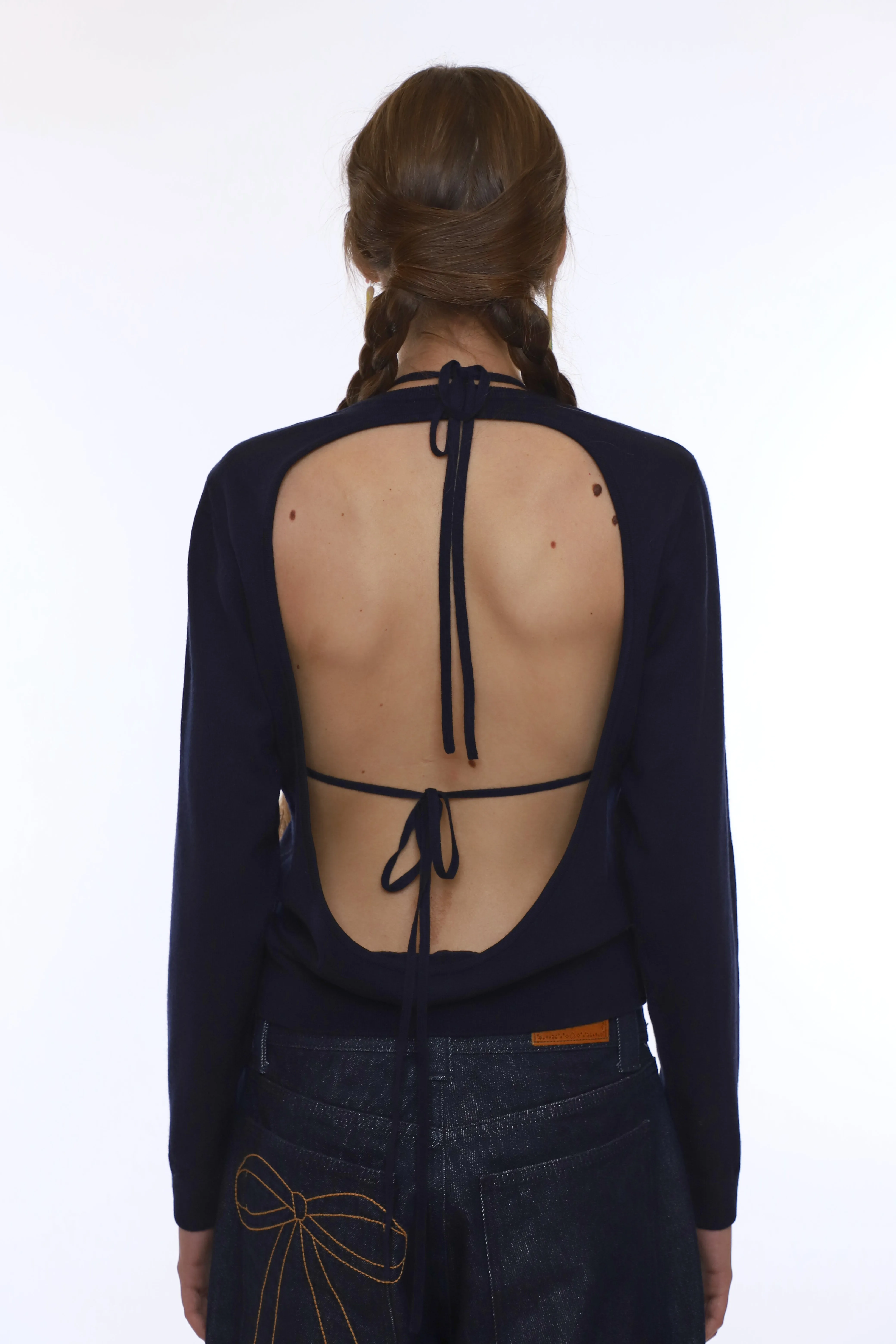 MAISY SWEATER IN DARK NAVY sold by Sandy Liang product image thumbnail 5