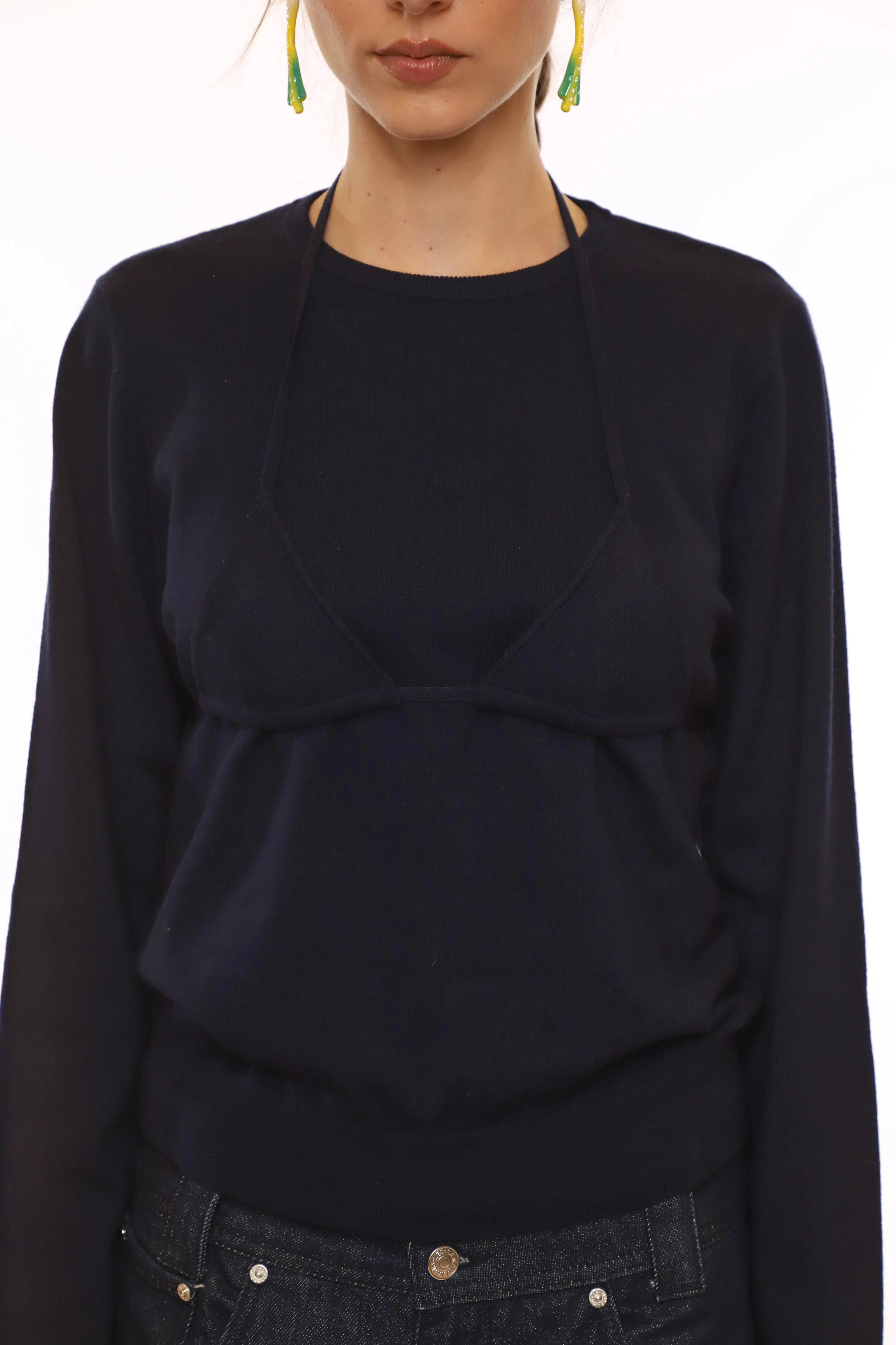 MAISY SWEATER IN DARK NAVY sold by Sandy Liang product image thumbnail 4