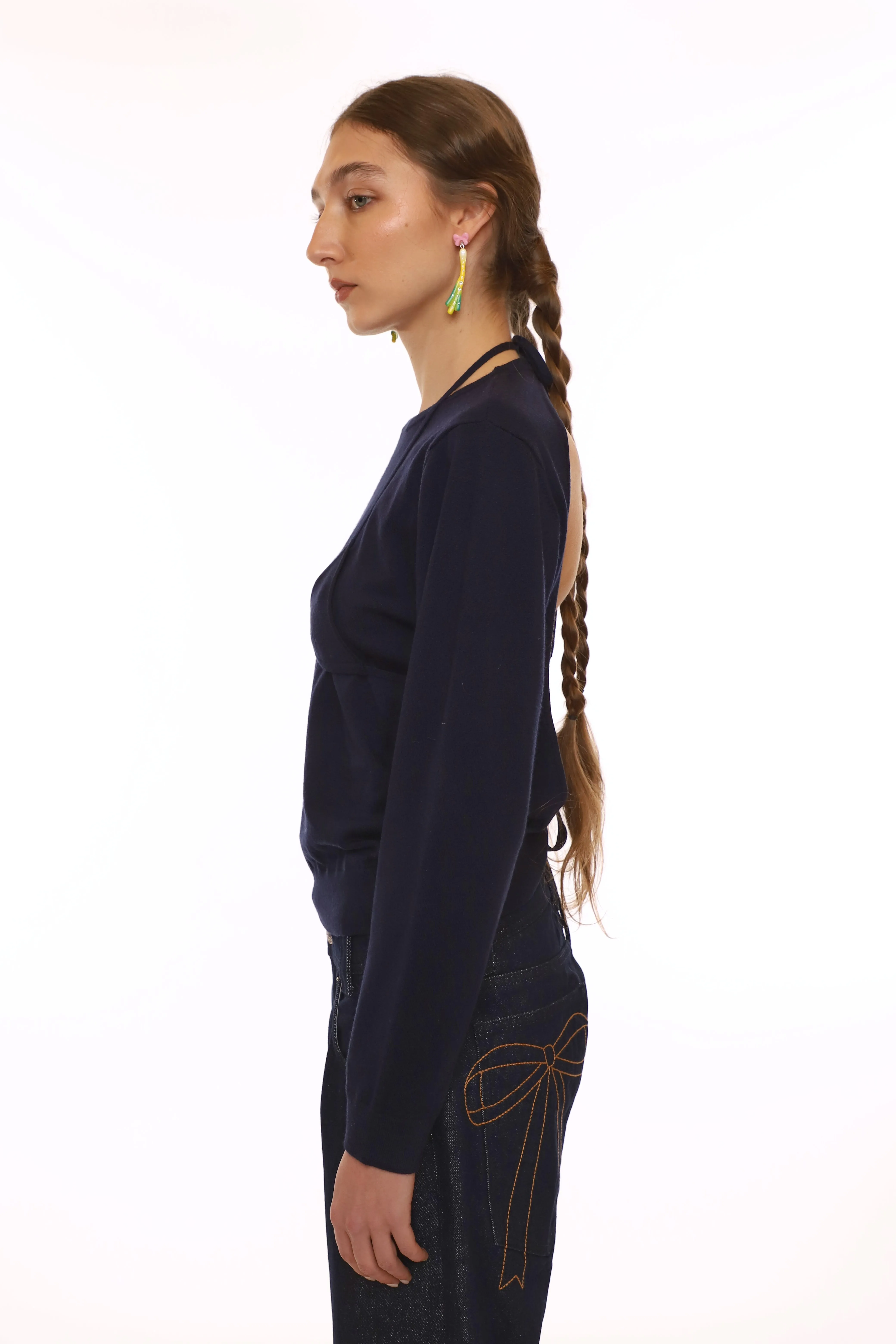 MAISY SWEATER IN DARK NAVY sold by Sandy Liang product image thumbnail 3