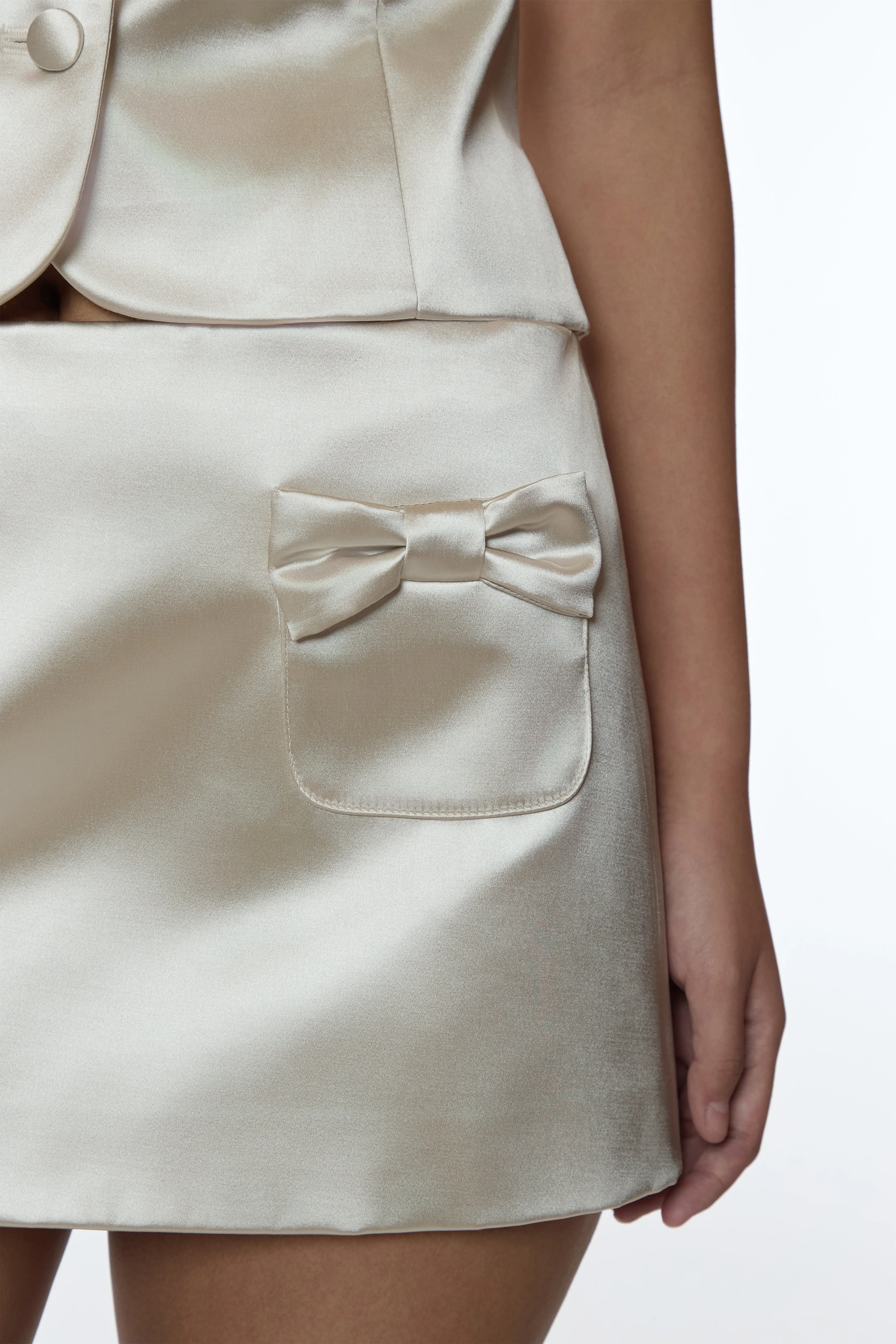 PLUSH SKIRT IN CHAMPAGNE SATIN sold by Sandy Liang product image thumbnail 3