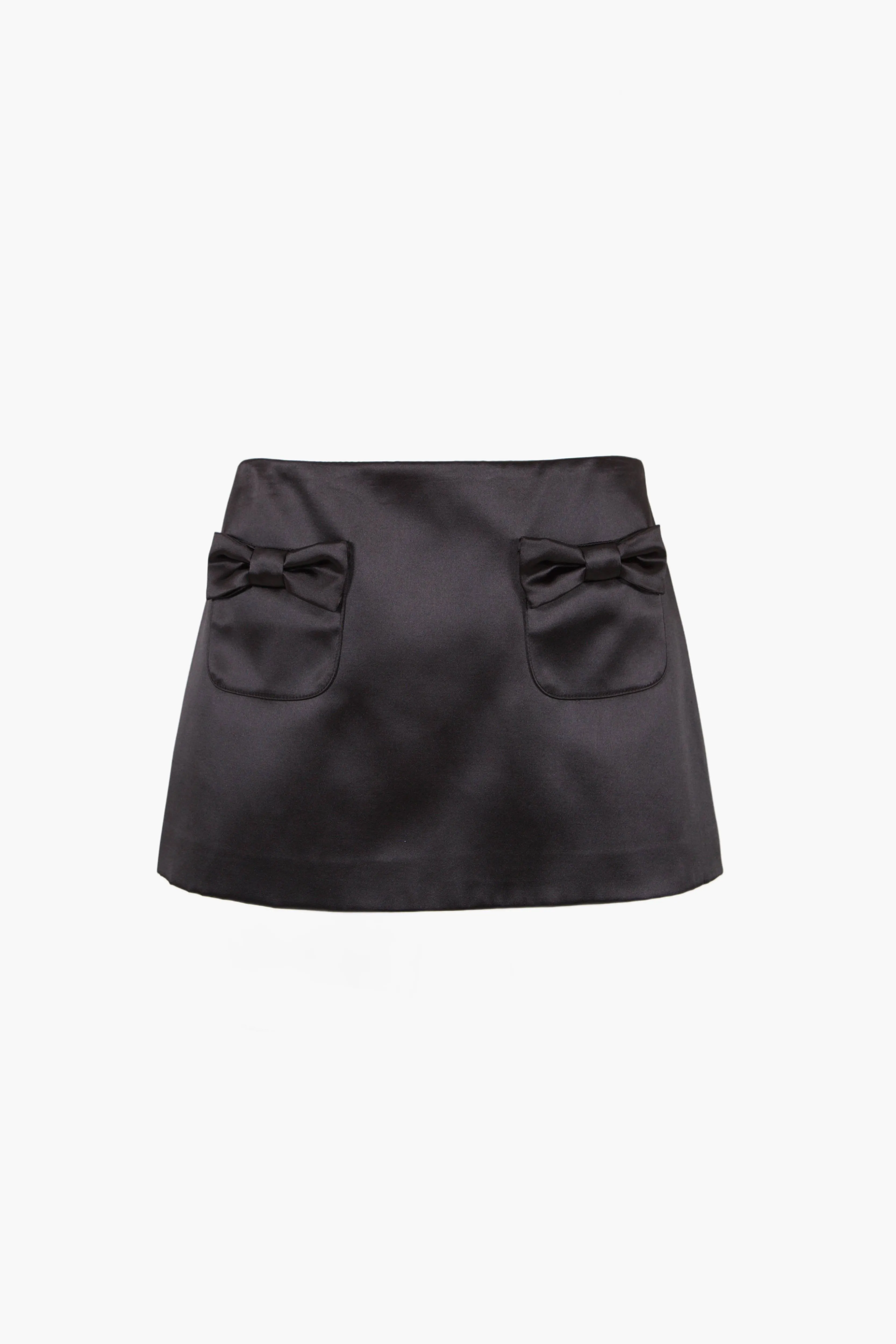 PLUSH SKIRT IN BLACK SATIN sold by Sandy Liang