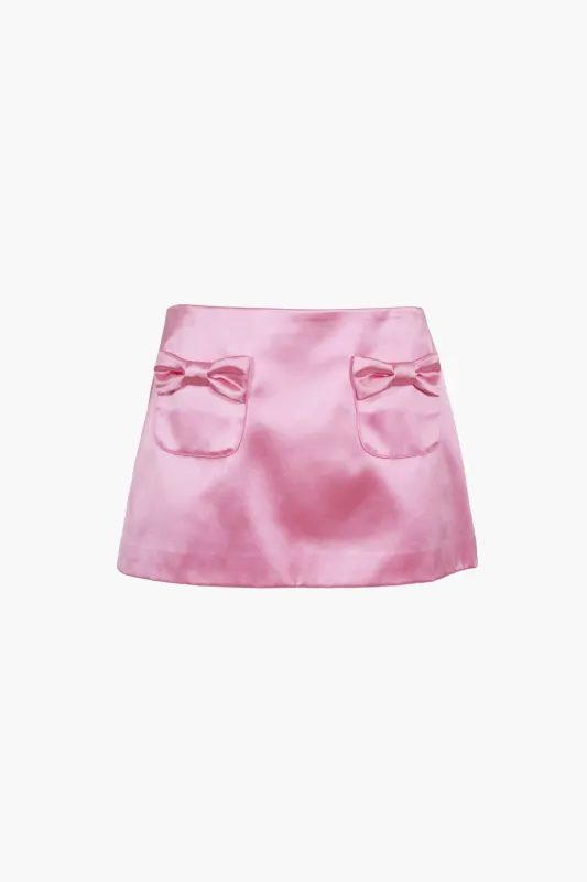 PLUSH SKIRT IN PINK SATIN sold by Sandy Liang