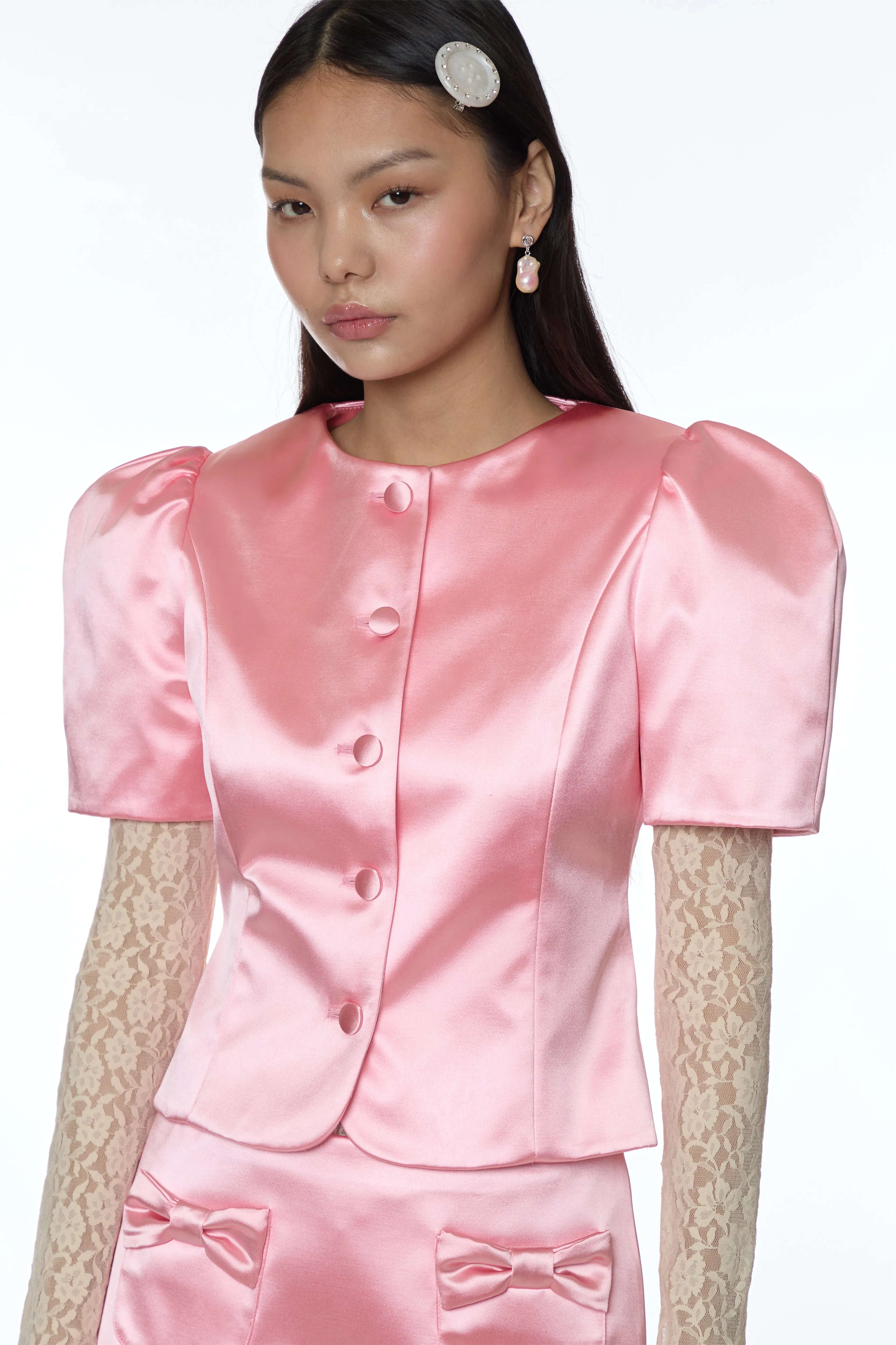 BONNY JACKET IN PINK SATIN sold by Sandy Liang product image thumbnail 5