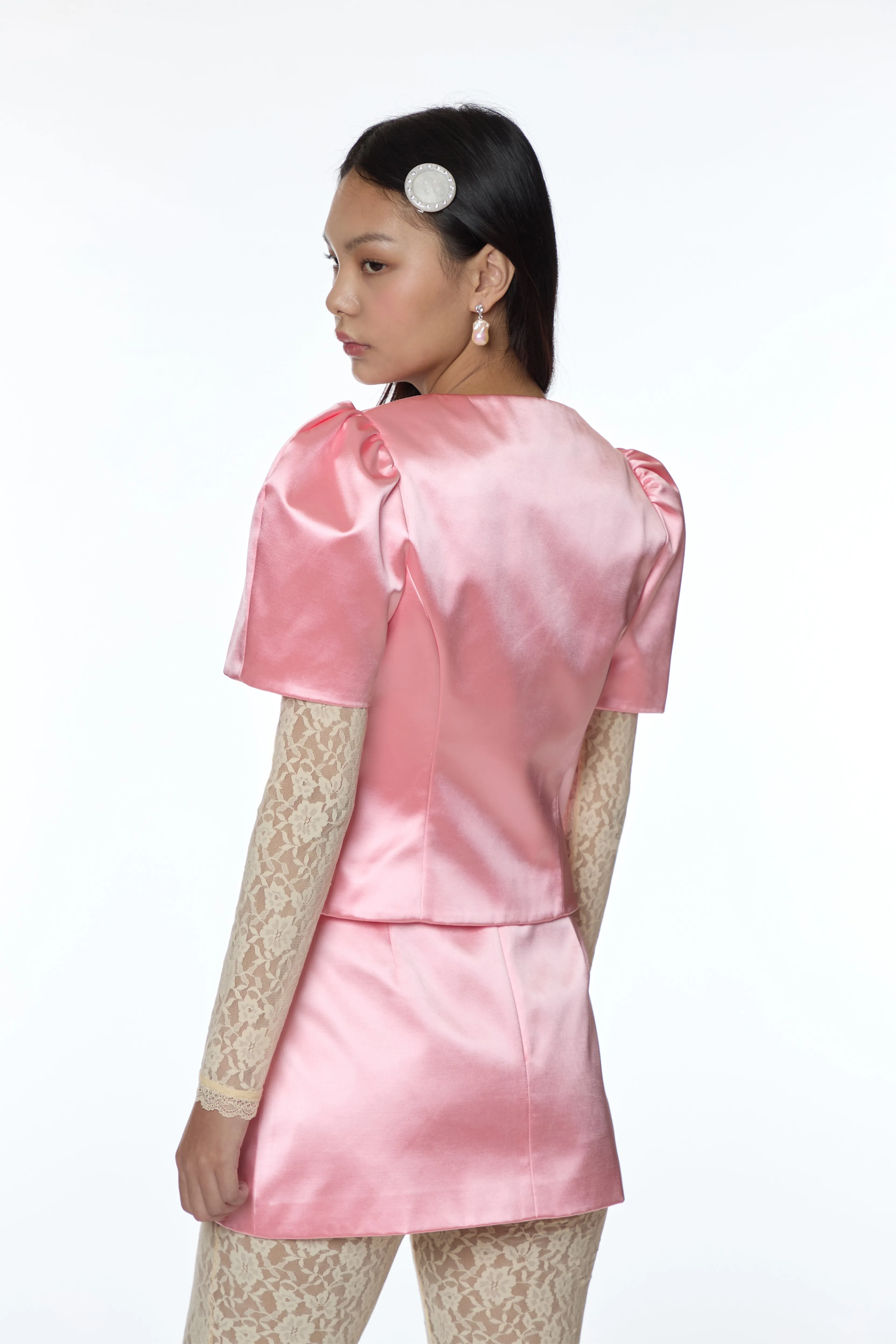 BONNY JACKET IN PINK SATIN sold by Sandy Liang product image thumbnail 4