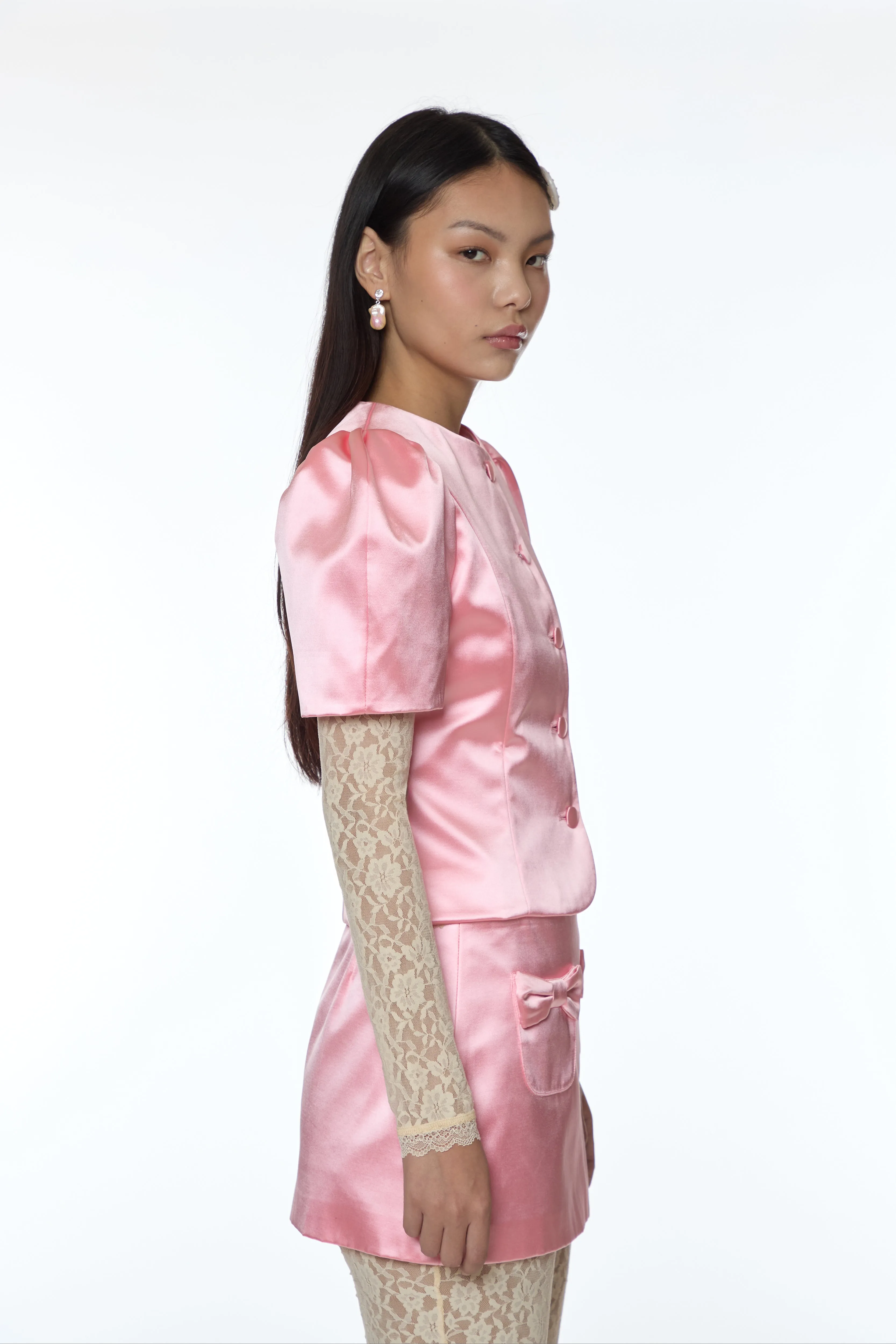 BONNY JACKET IN PINK SATIN sold by Sandy Liang product image thumbnail 3