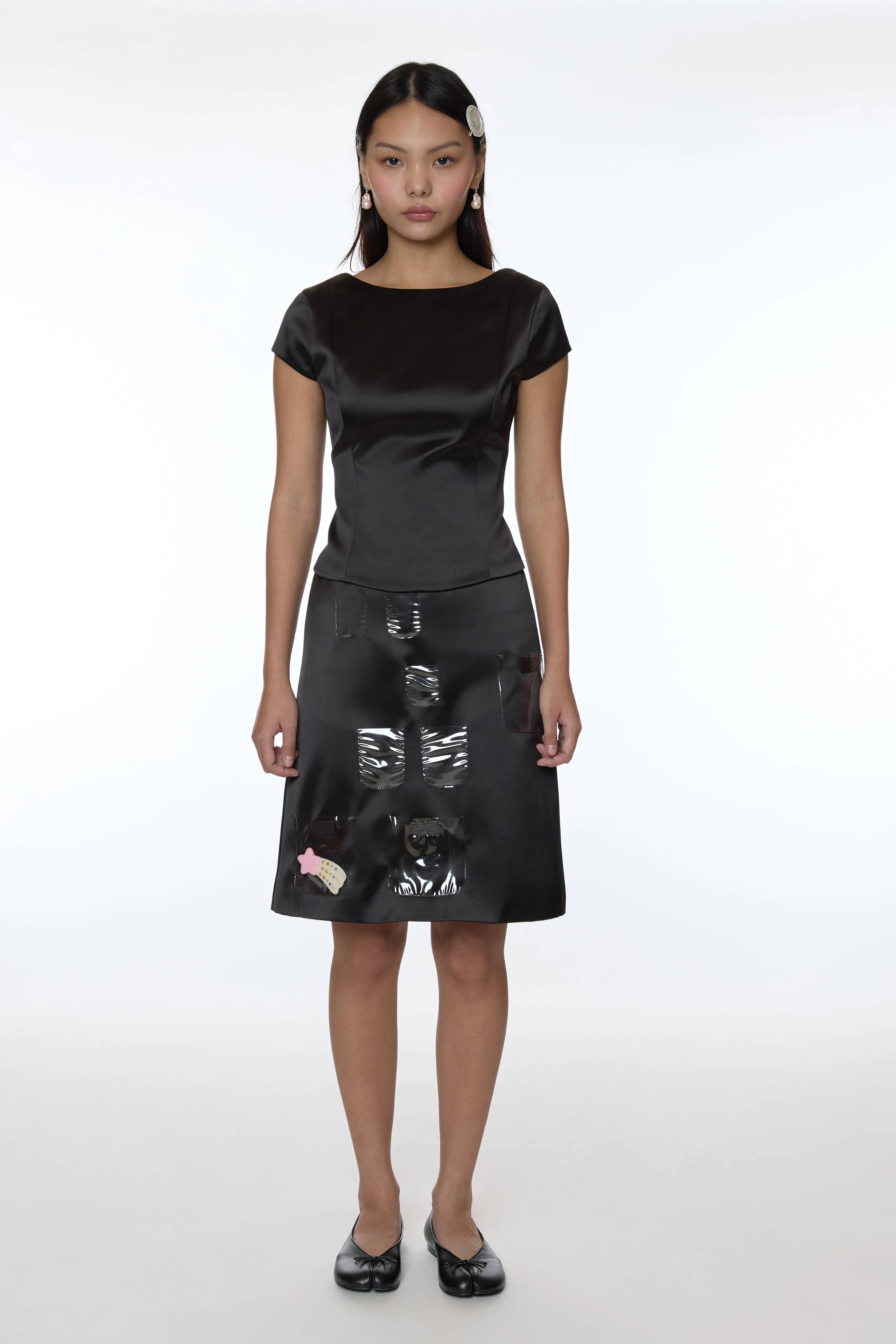 SHELLY TOP IN BLACK SATIN sold by Sandy Liang product image thumbnail 2