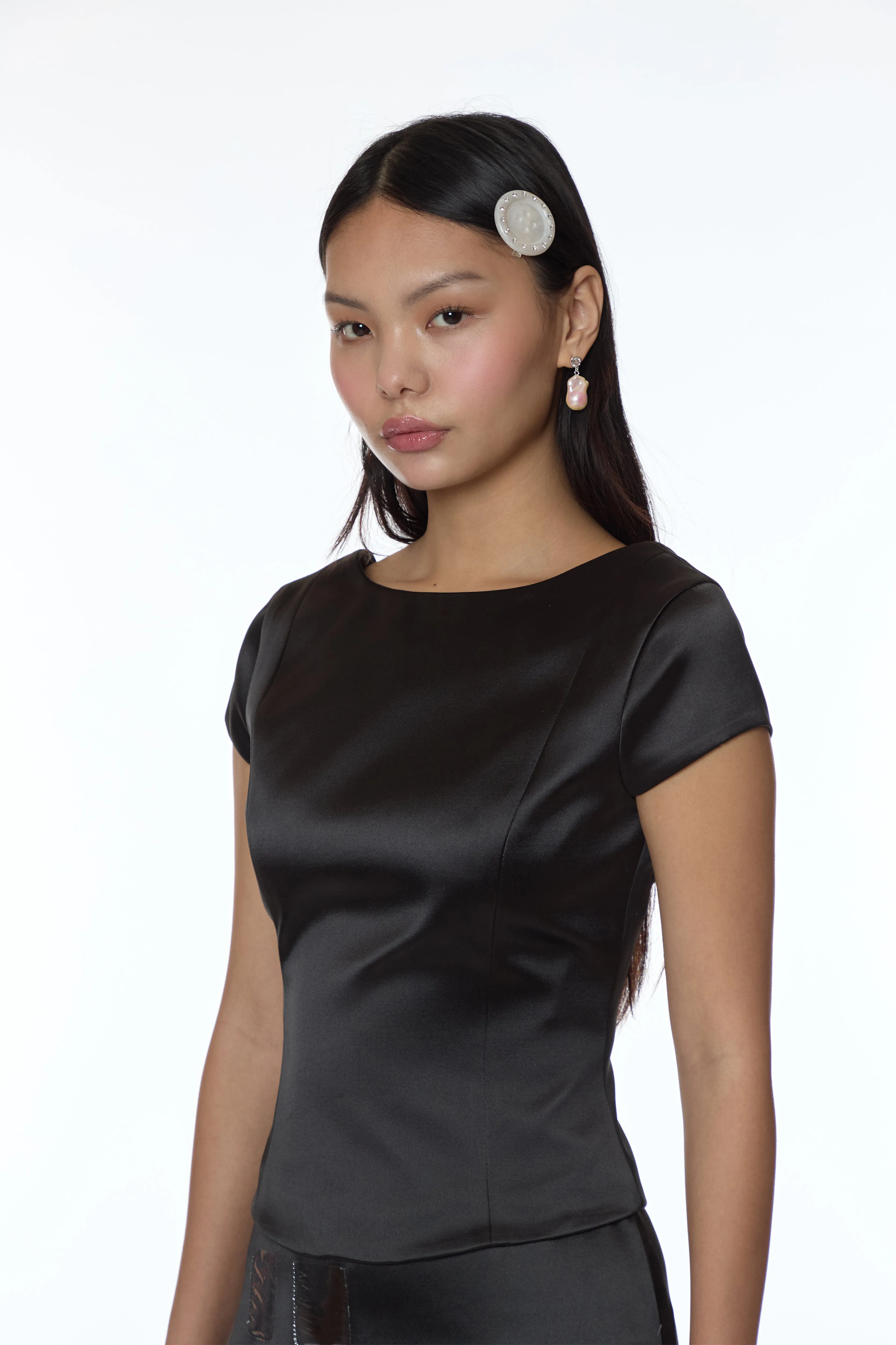 SHELLY TOP IN BLACK SATIN sold by Sandy Liang product image thumbnail 5