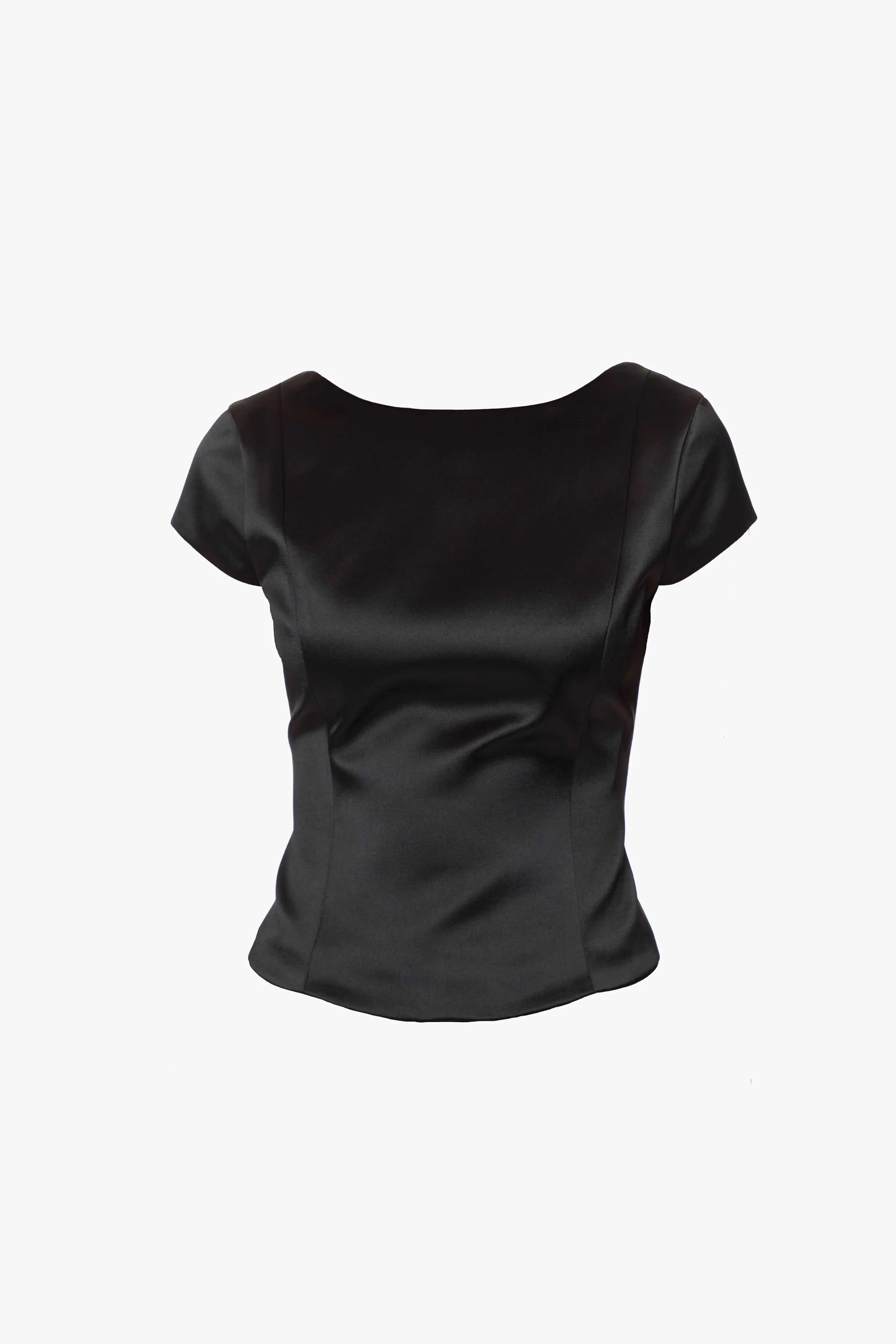 SHELLY TOP IN BLACK SATIN sold by Sandy Liang