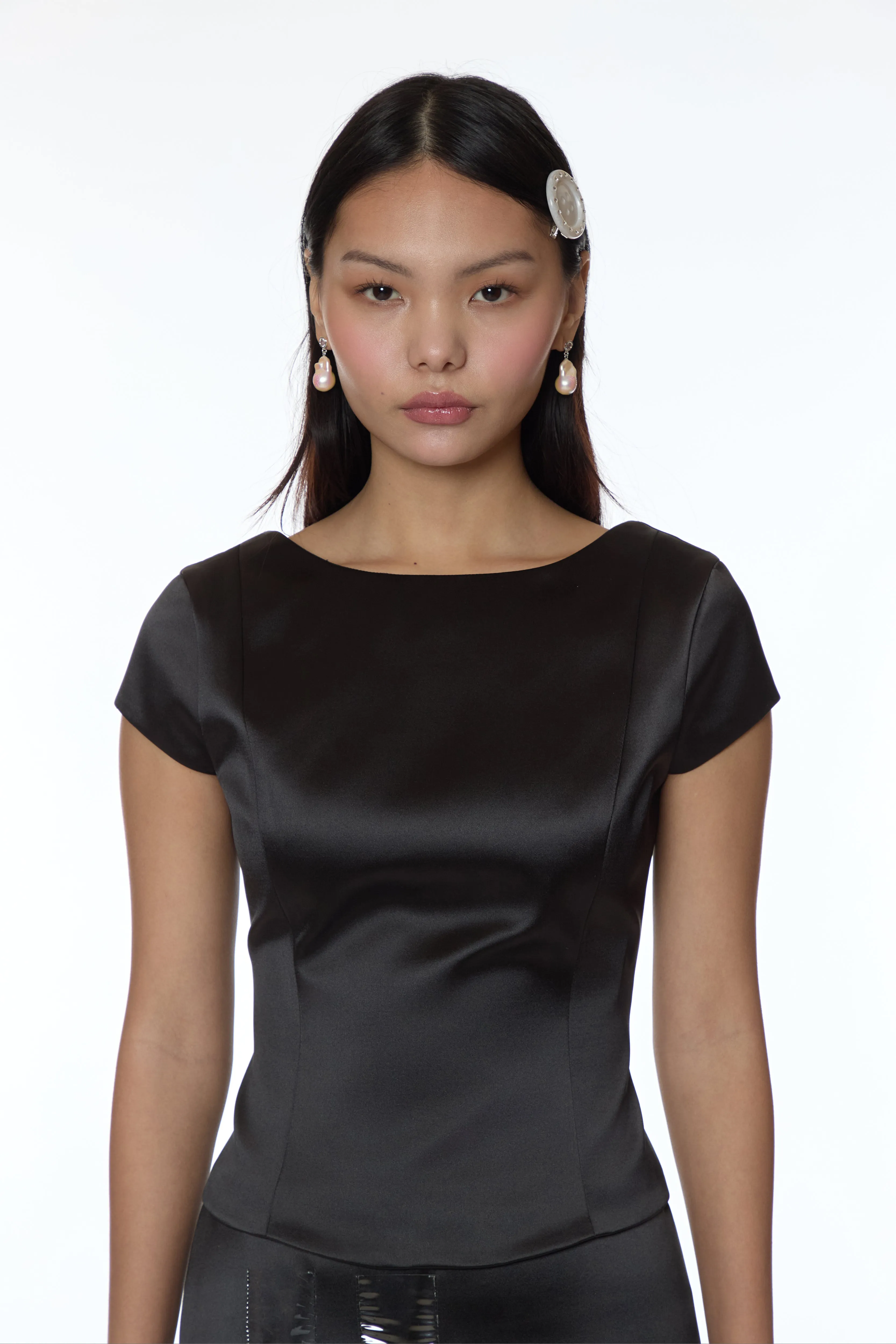 SHELLY TOP IN BLACK SATIN sold by Sandy Liang product image thumbnail 3