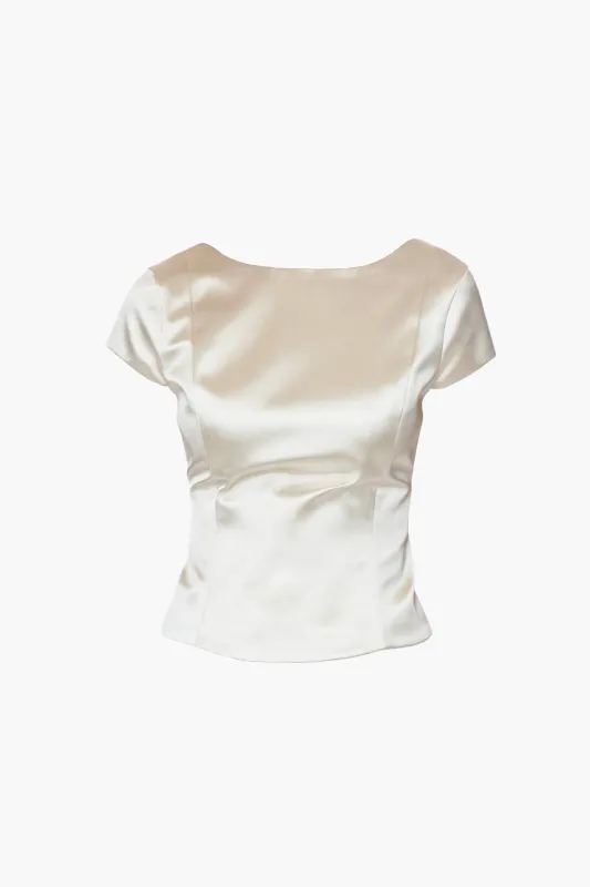 SHELLY TOP IN CHAMPAGNE SATIN sold by Sandy Liang