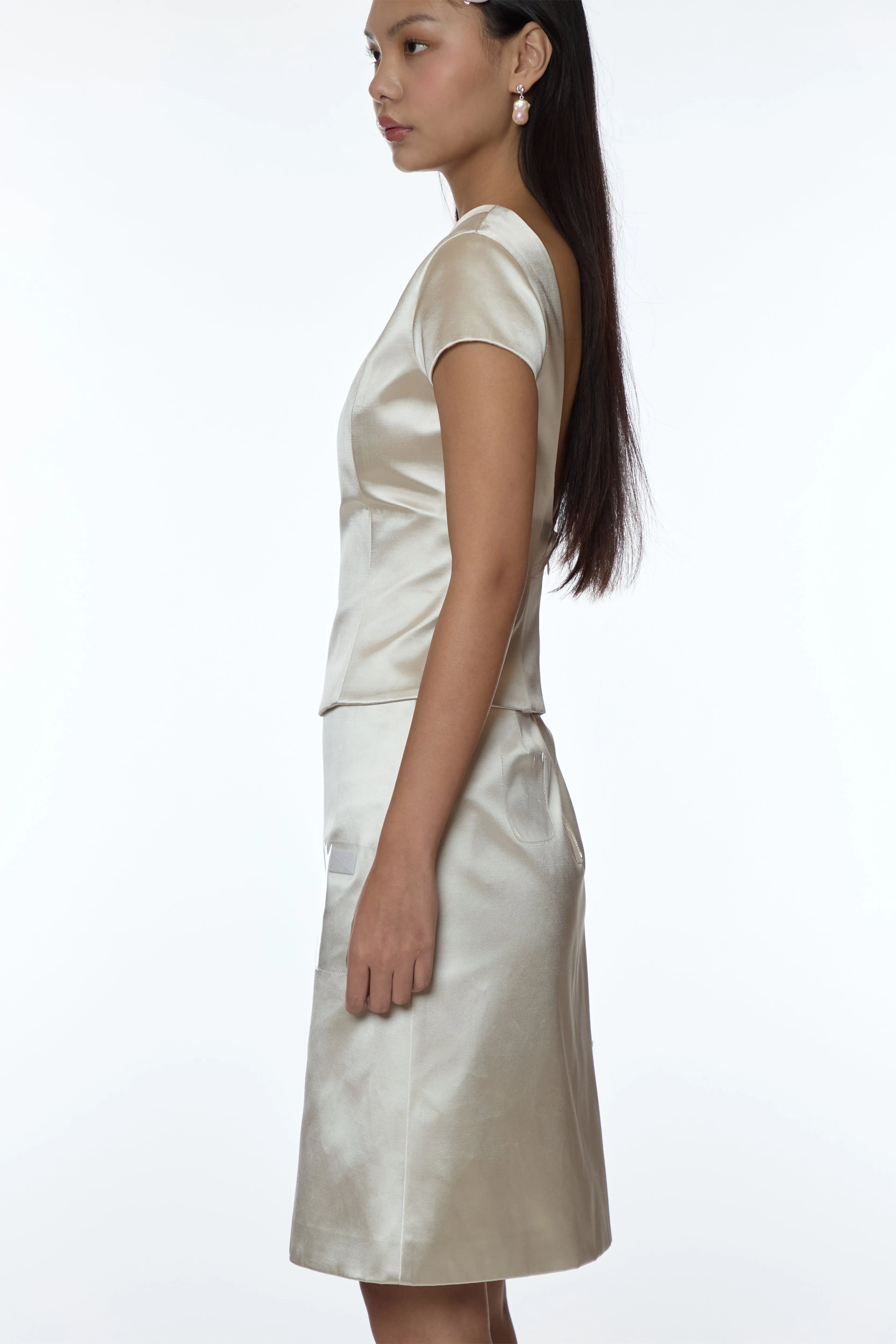 KEEPS SKIRT IN CHAMPAGNE SATIN sold by Sandy Liang product image thumbnail 3