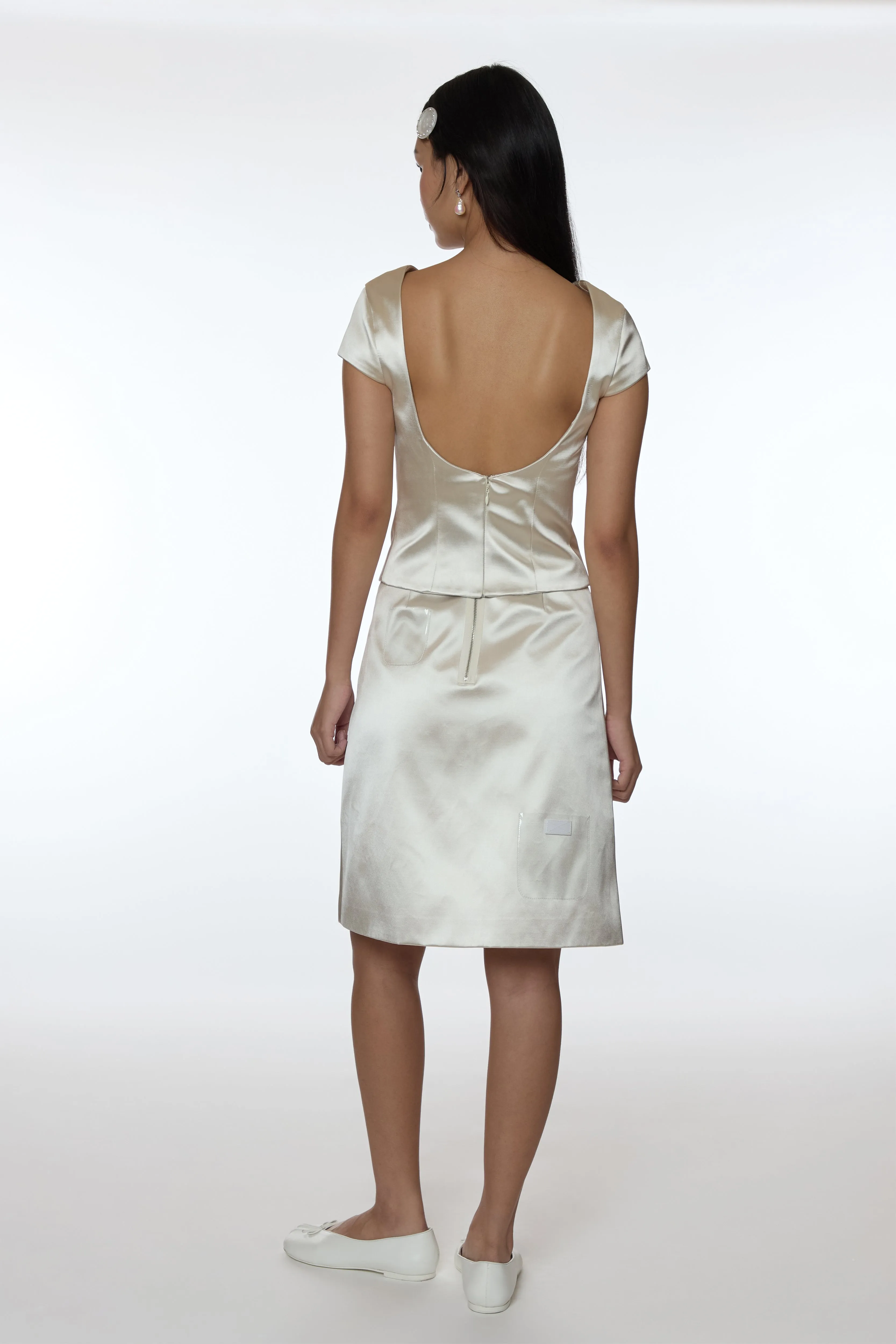 KEEPS SKIRT IN CHAMPAGNE SATIN sold by Sandy Liang product image thumbnail 4