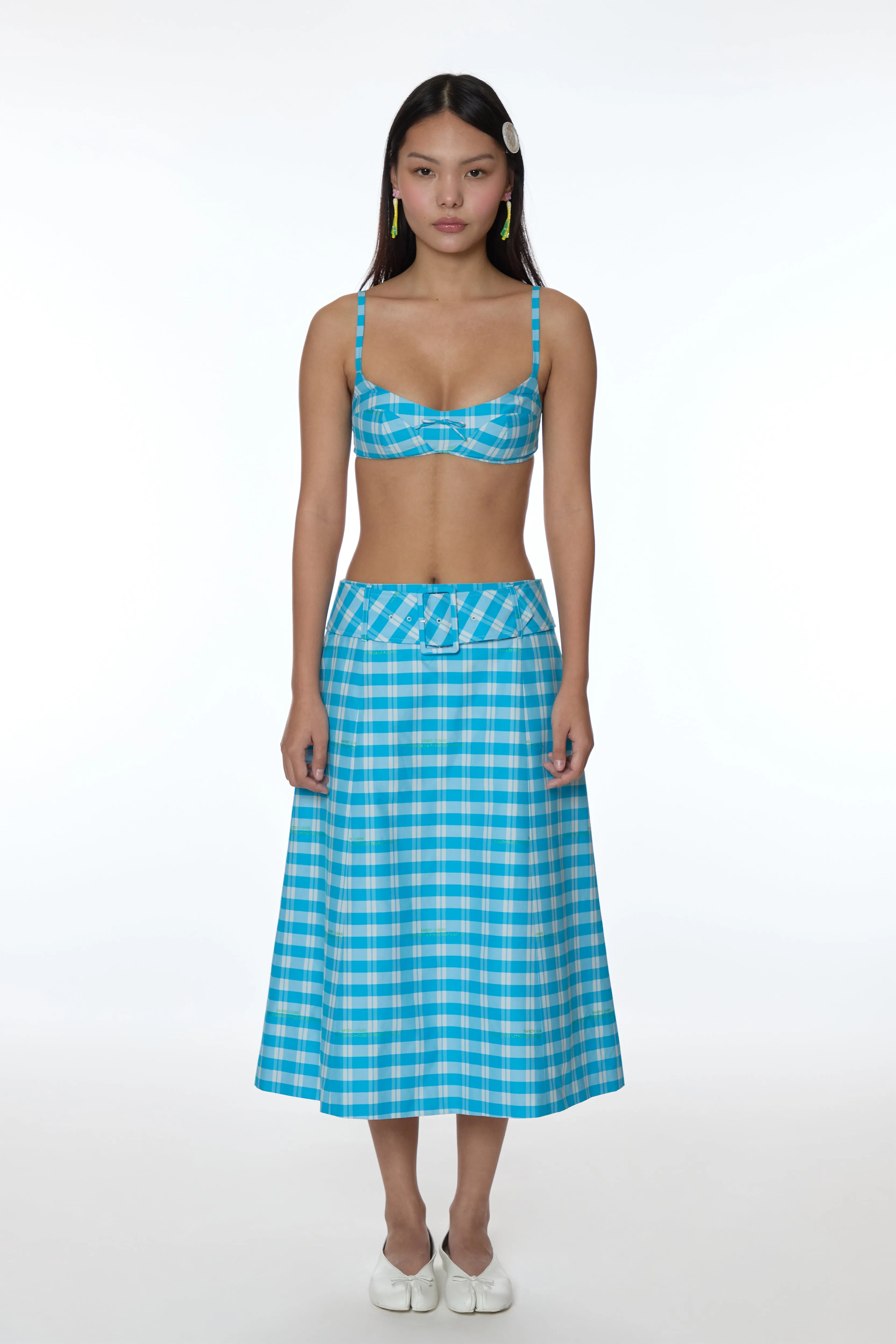 CLIO SKIRT IN CERULEAN PLAID sold by Sandy Liang product image thumbnail 2