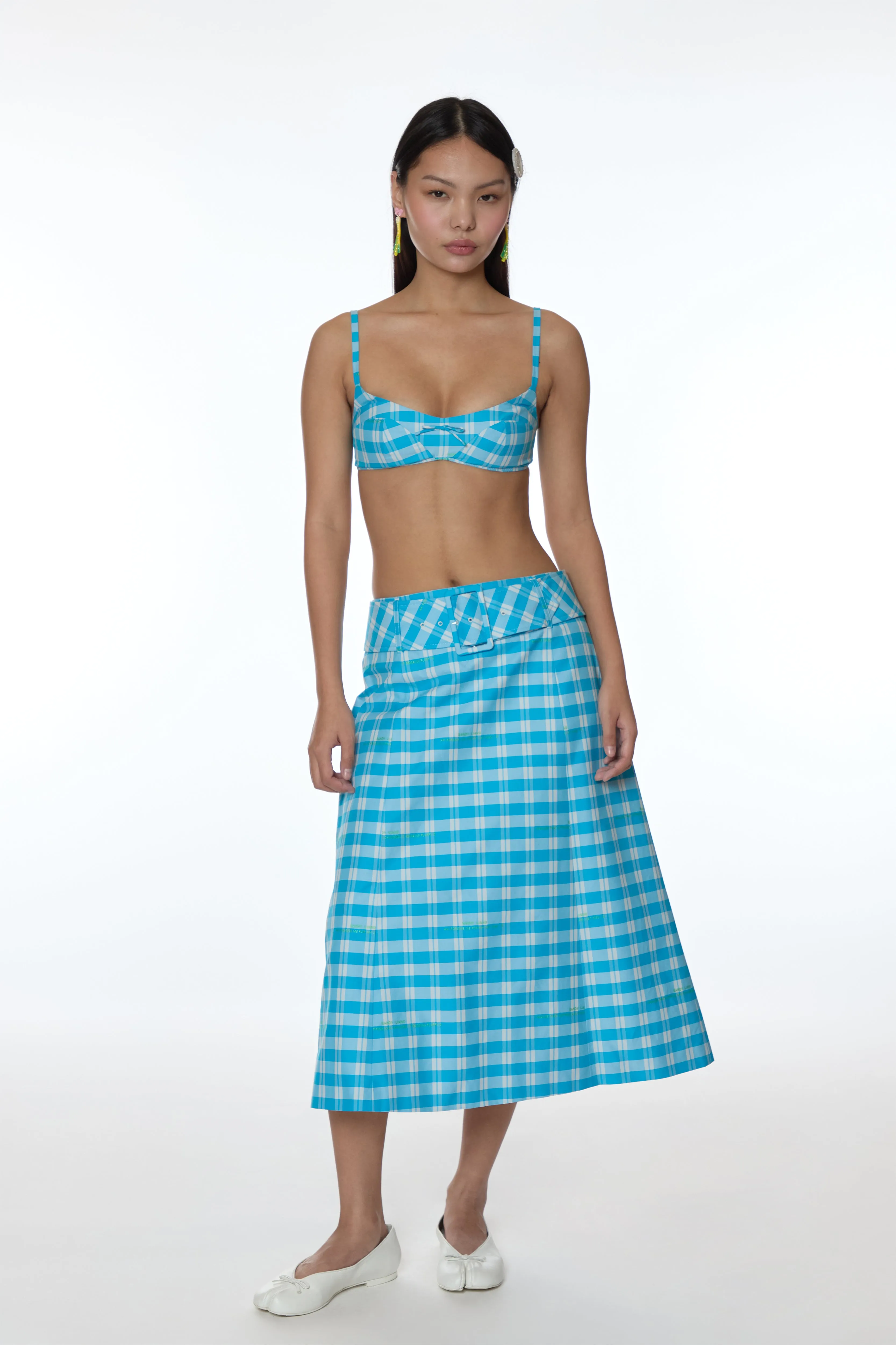CLIO SKIRT IN CERULEAN PLAID sold by Sandy Liang product image thumbnail 5