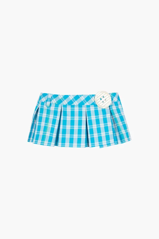 SATSUMA SKORT IN CERULEAN PLAID made by Sandy Liang