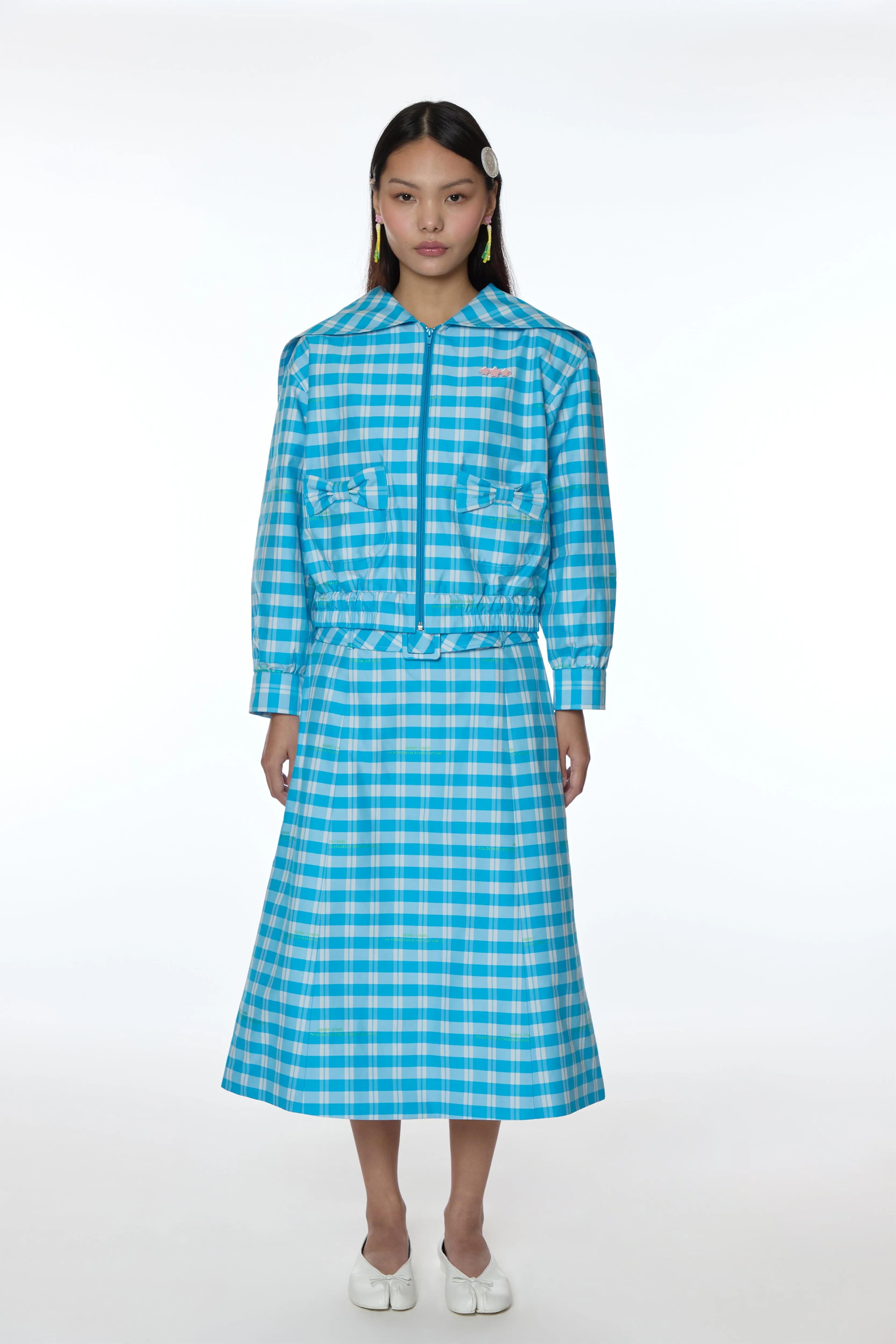 FARRO JACKET IN CERULEAN PLAID sold by Sandy Liang product image thumbnail 2