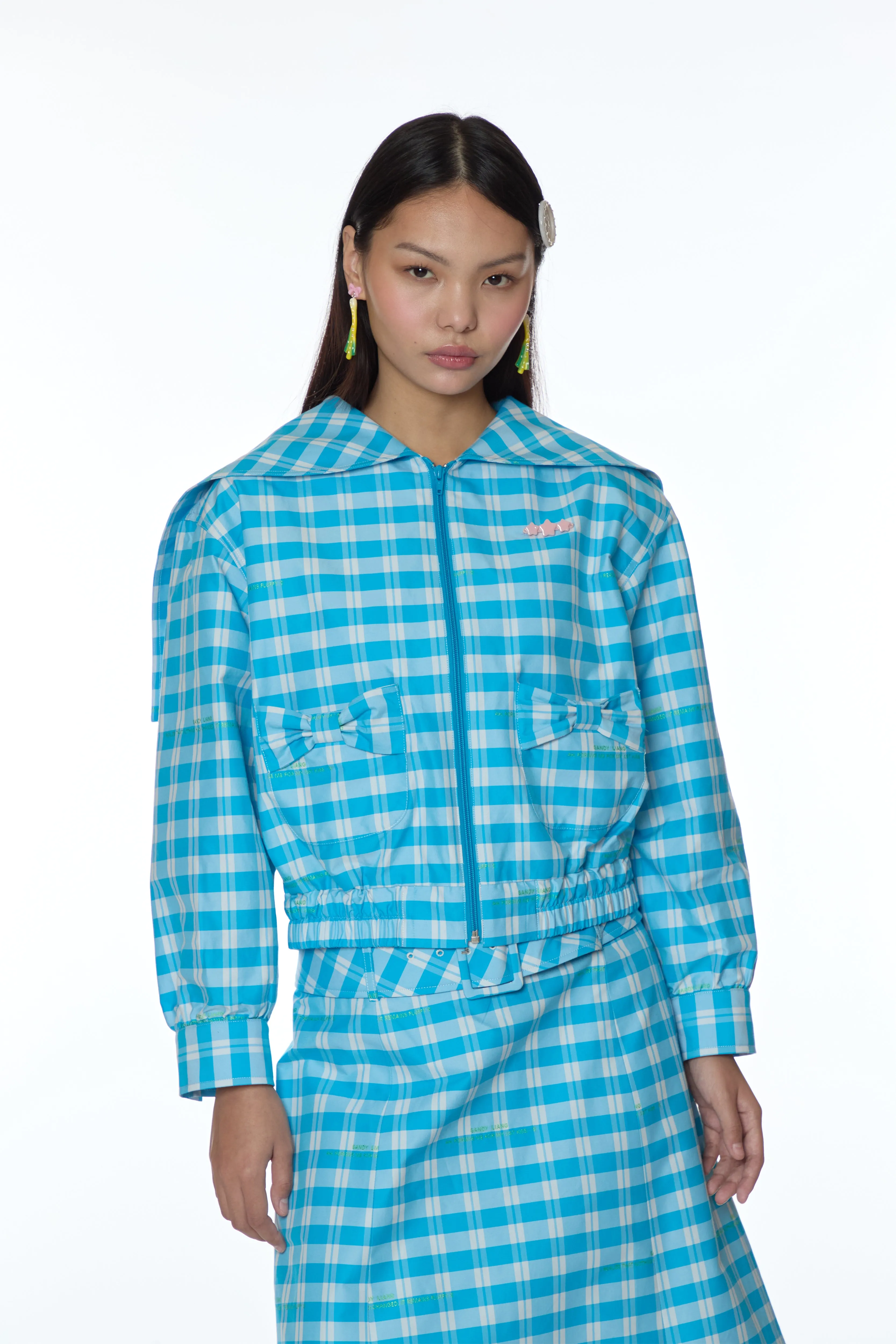 FARRO JACKET IN CERULEAN PLAID sold by Sandy Liang product image thumbnail 4
