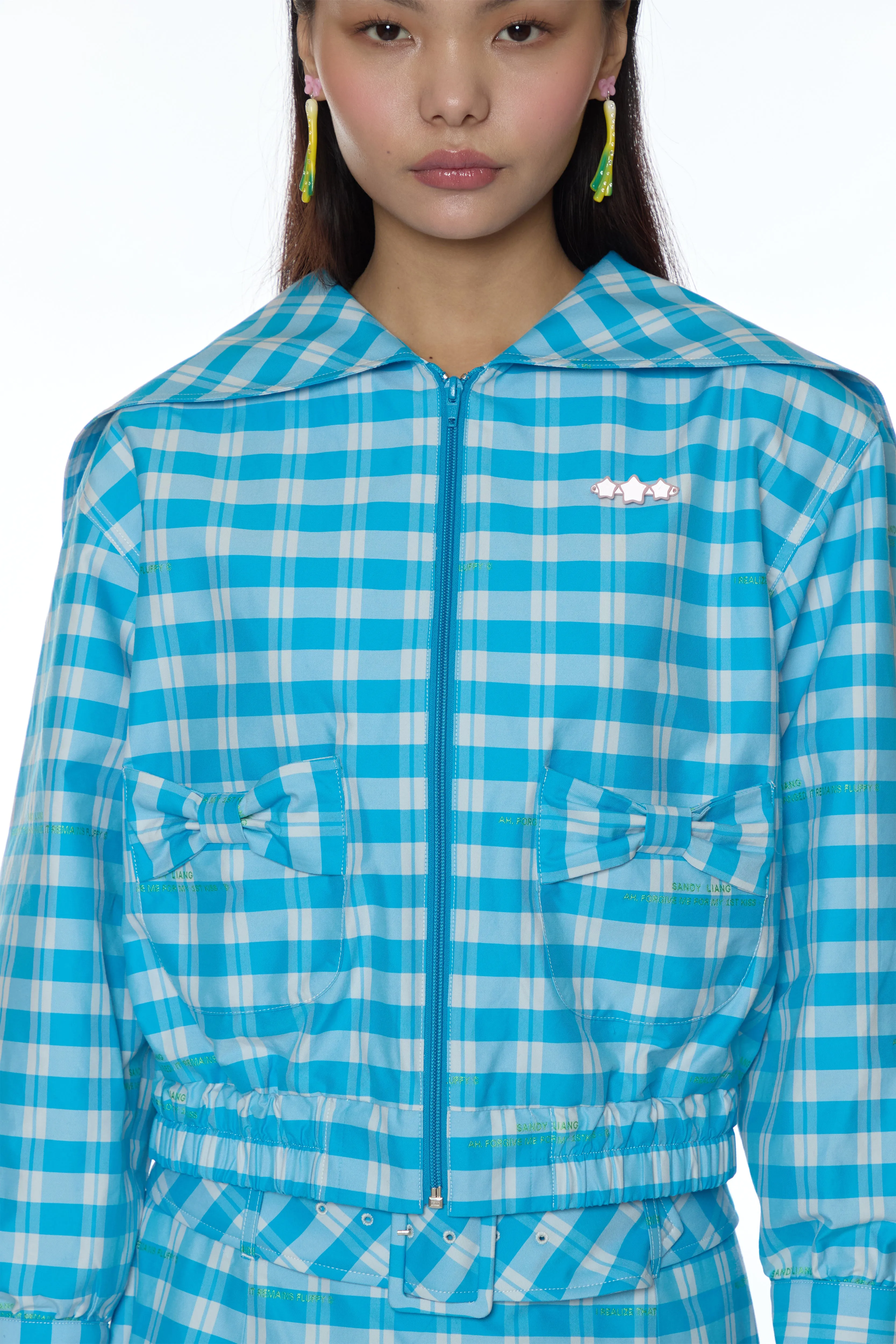 FARRO JACKET IN CERULEAN PLAID sold by Sandy Liang product image thumbnail 3