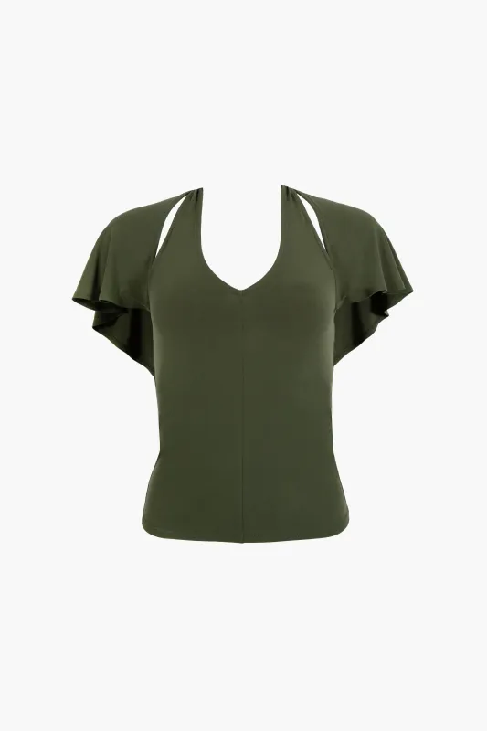 BELLINI TOP IN OLIVE made by Sandy Liang