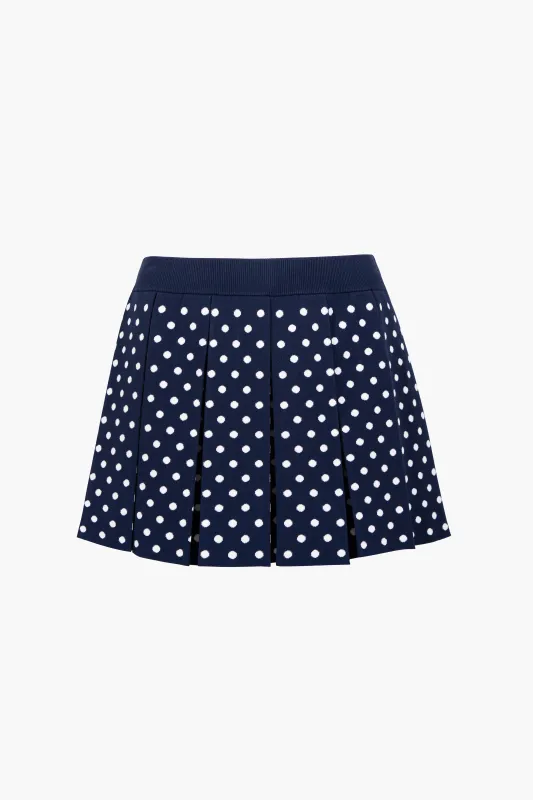ERMINE SKIRT IN NAVY WHITE POLKA DOT made by Sandy Liang