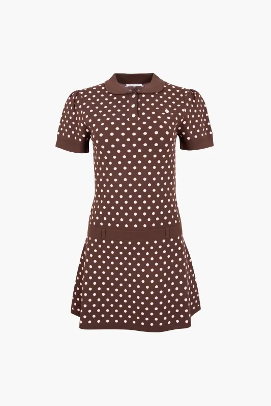TUMI SWEATER DRESS IN BROWN PINK POLKA DOT made by Sandy Liang