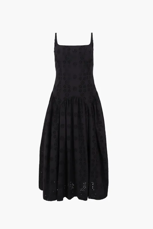 CRICKET DRESS IN BLACK EYELET made by Sandy Liang