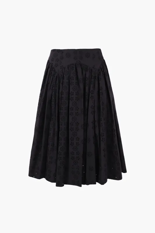 MURANO SKIRT IN BLACK EYELET made by Sandy Liang