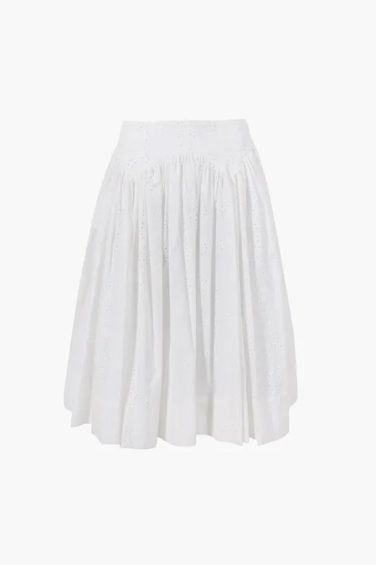 MURANO SKIRT IN WHITE EYELET made by Sandy Liang