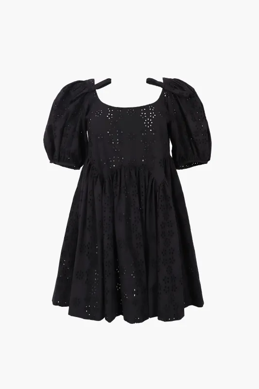 HUGO DRESS IN BLACK EYELET made by Sandy Liang