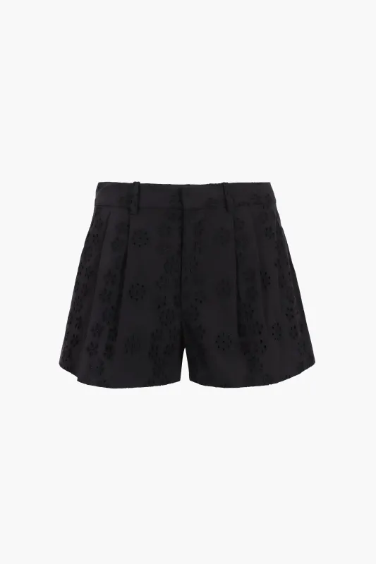 SAGO SHORTS IN BLACK EYELET made by Sandy Liang