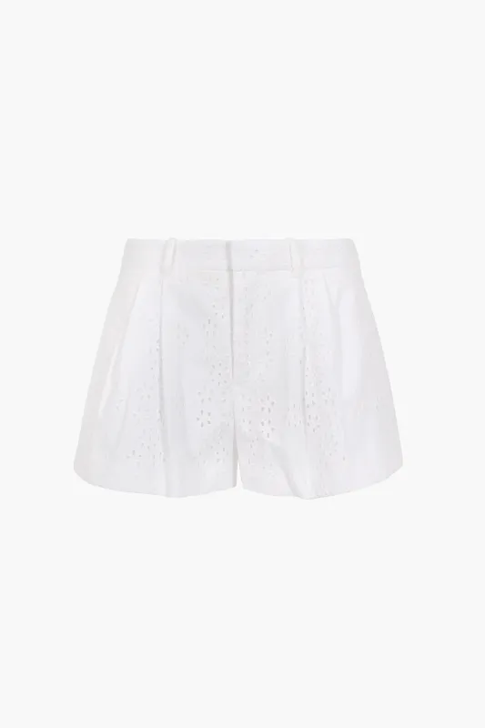 SAGO SHORTS IN WHITE EYELET made by Sandy Liang
