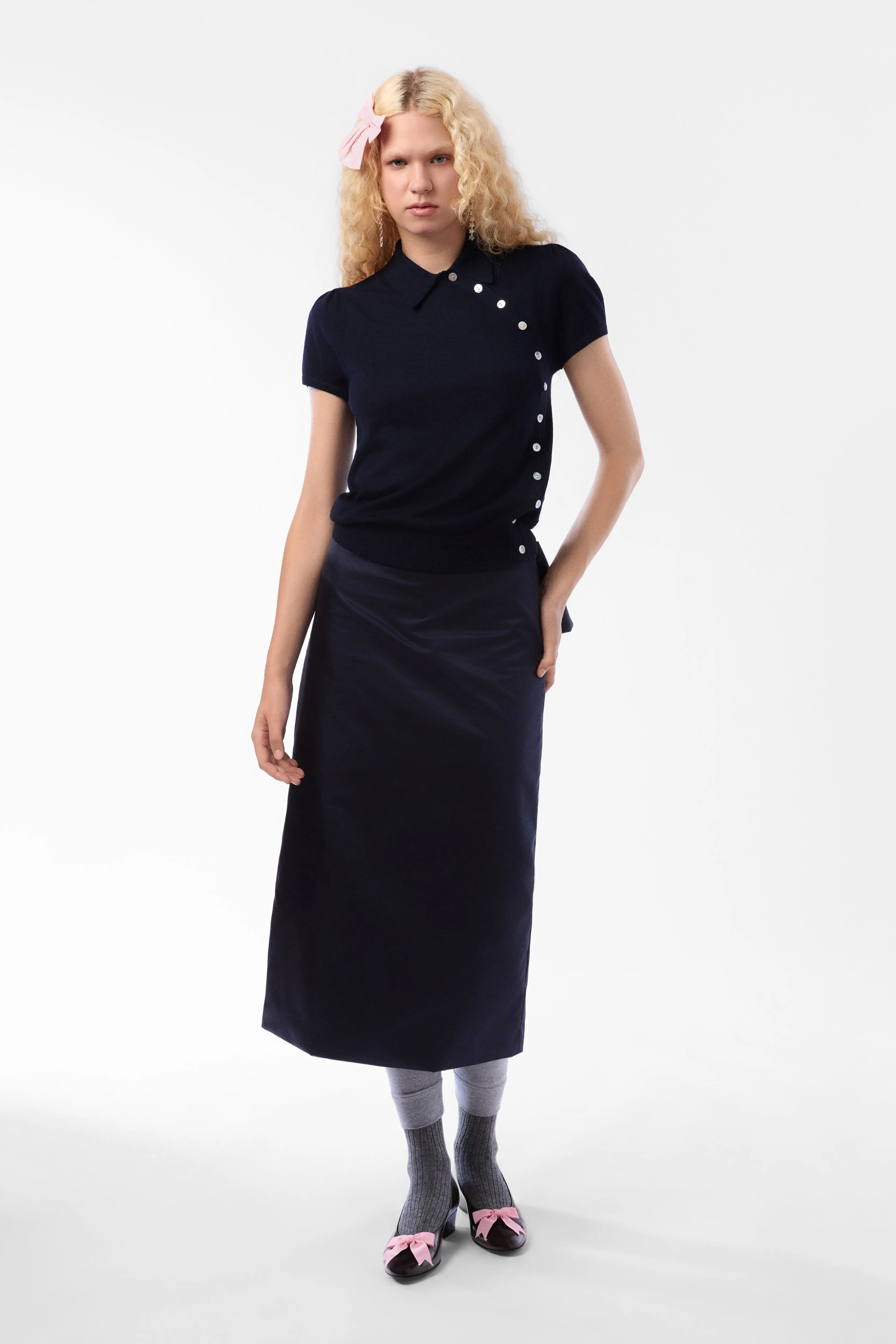 ENOKI SKIRT IN NAVY sold by Sandy Liang product image thumbnail 2
