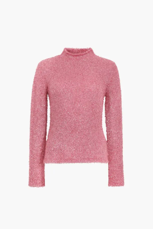 CURIO SWEATER IN PINK TINSEL made by Sandy Liang