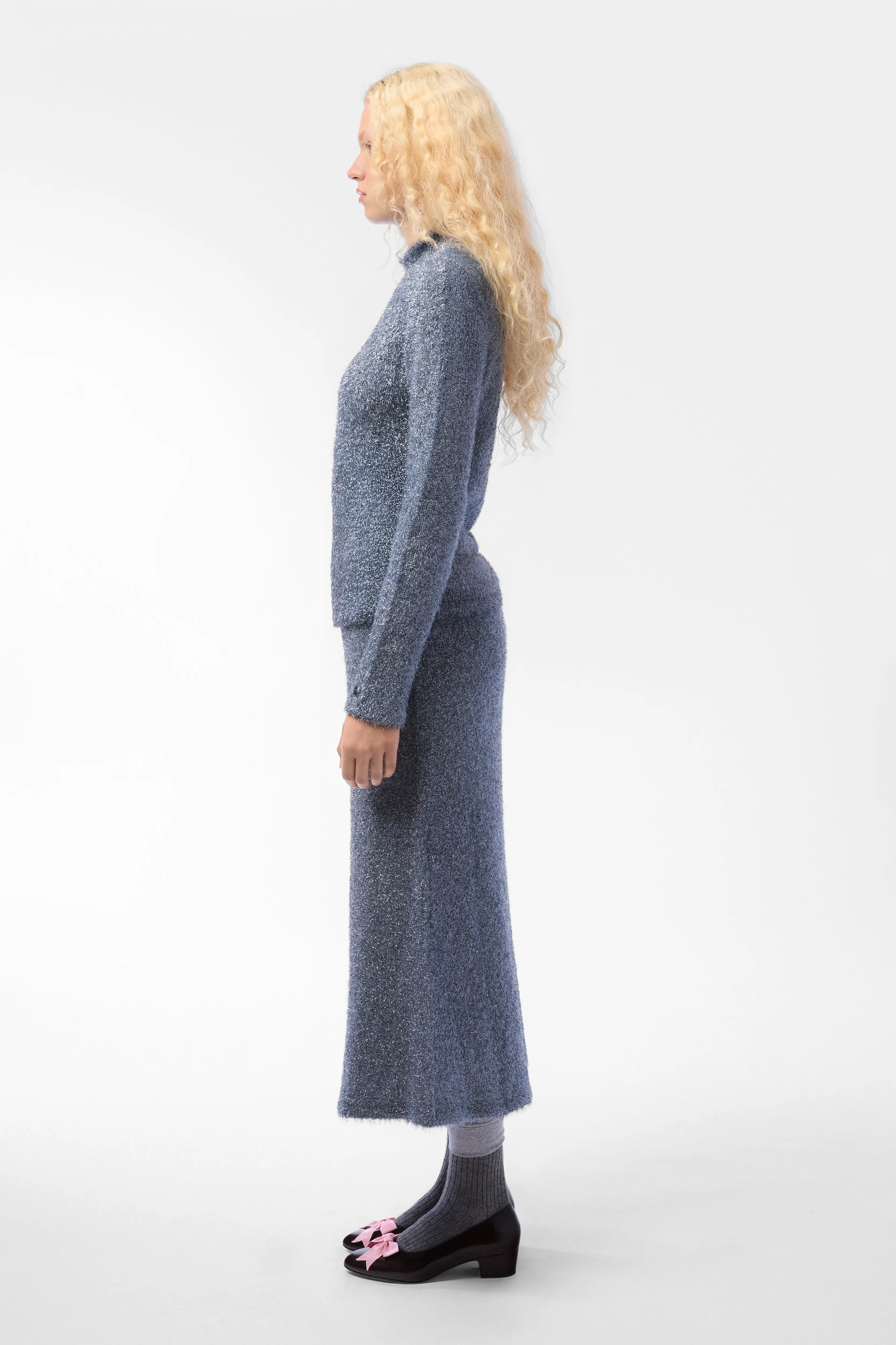 CURIO SWEATER IN ICE BLUE TINSEL sold by Sandy Liang product image thumbnail 3
