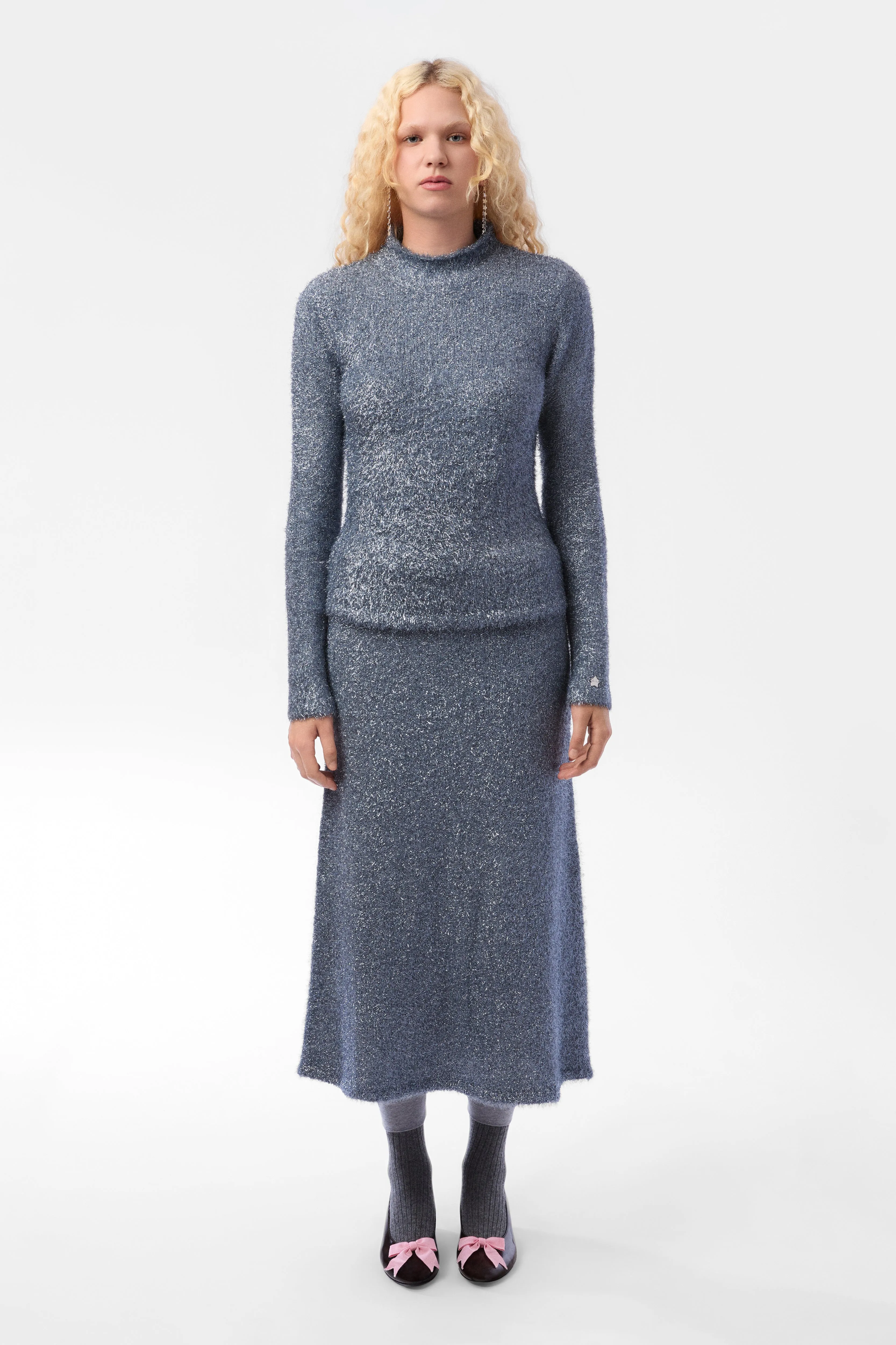 CURIO SWEATER IN ICE BLUE TINSEL sold by Sandy Liang product image thumbnail 2