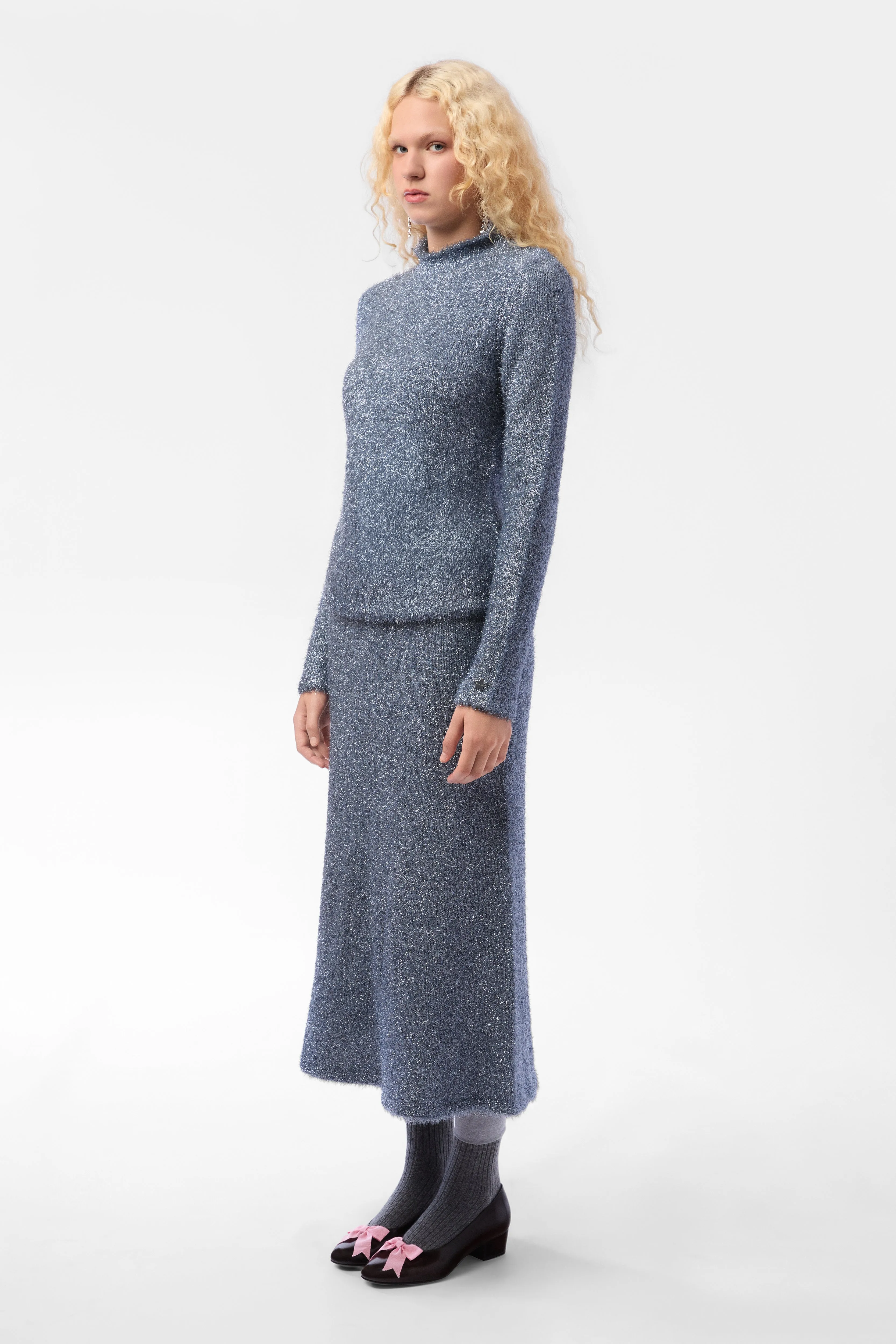 CURIO SWEATER IN ICE BLUE TINSEL sold by Sandy Liang product image thumbnail 4