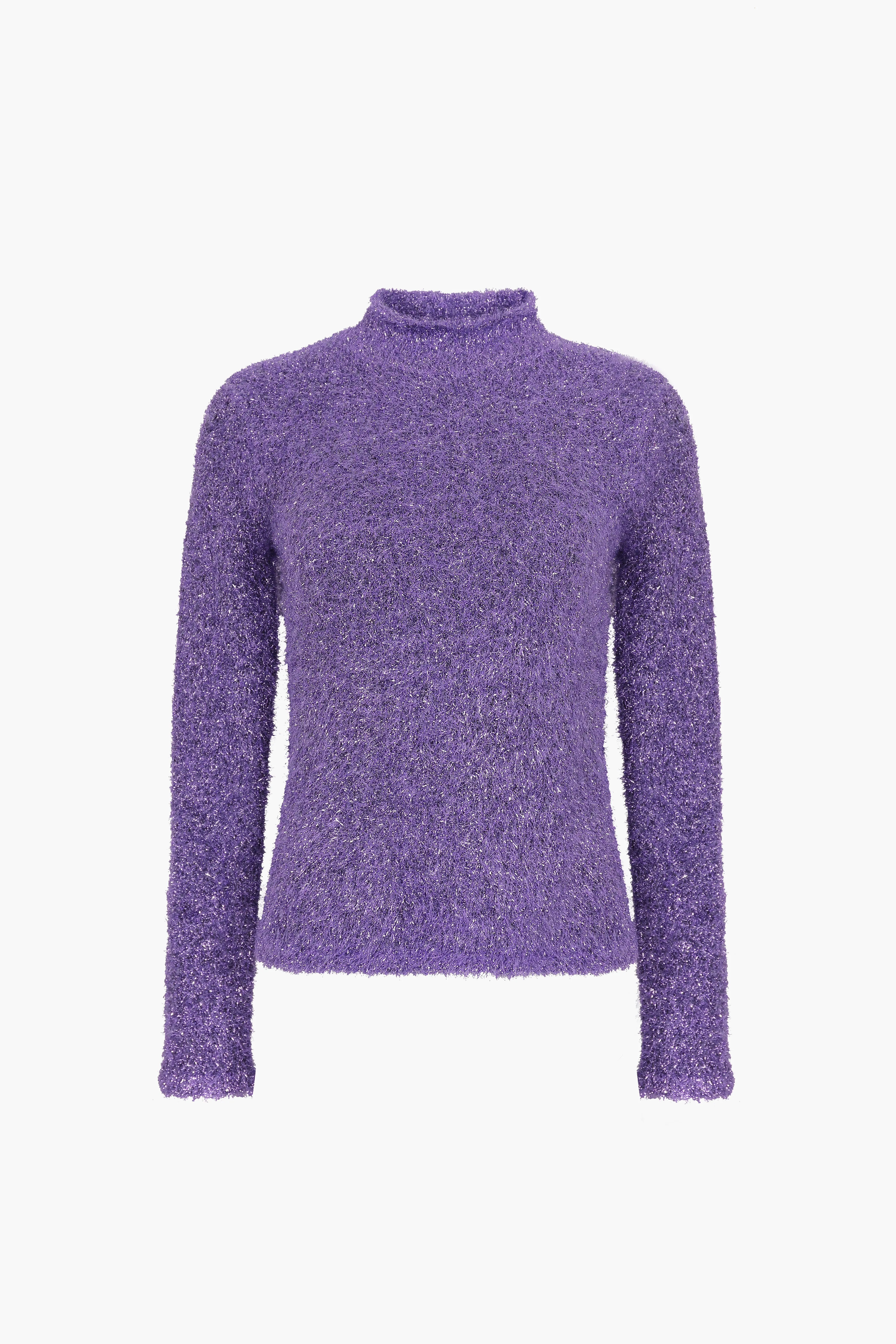 CURIO SWEATER IN PURPLE TINSEL sold by Sandy Liang