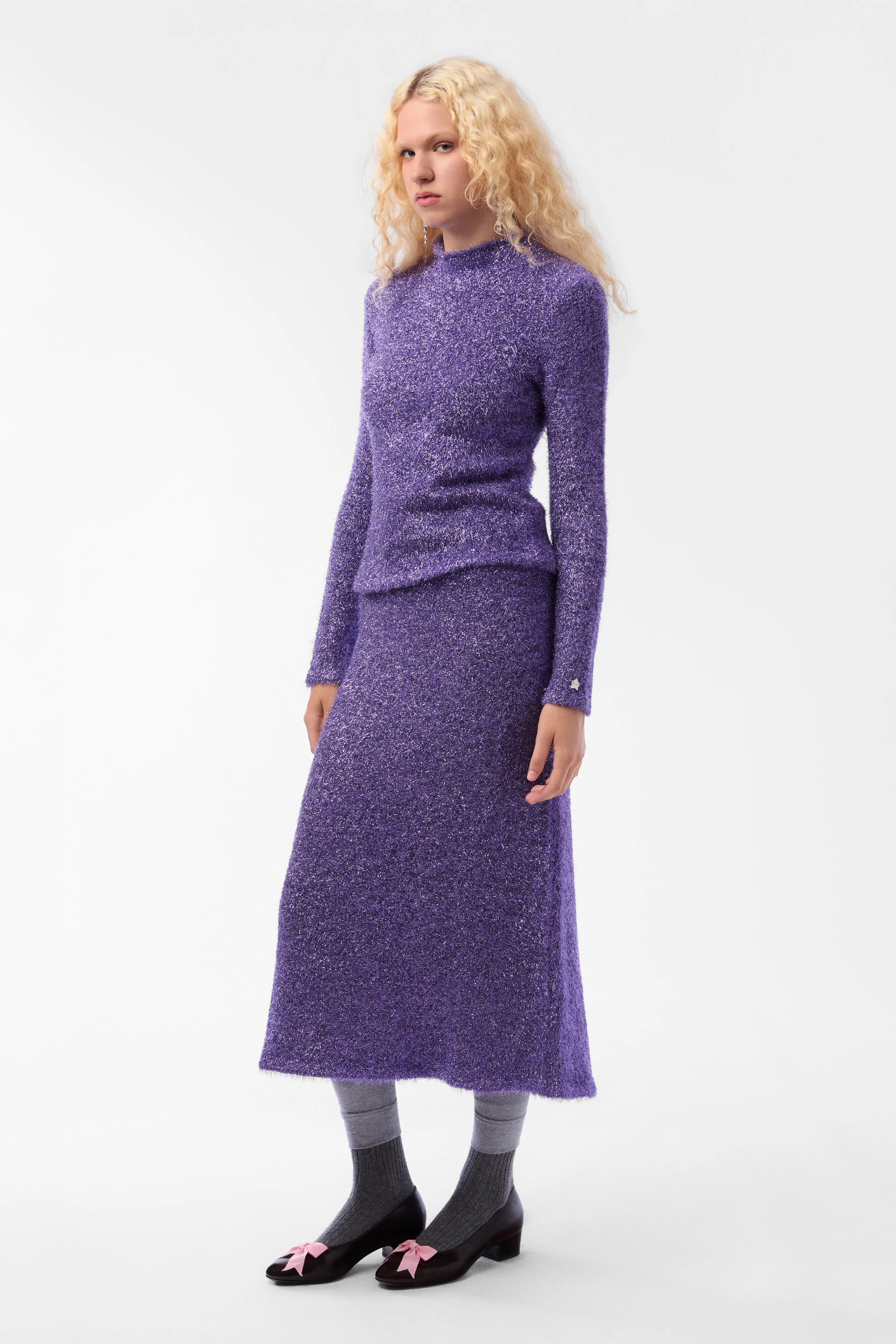 CURIO SWEATER IN PURPLE TINSEL sold by Sandy Liang product image thumbnail 2