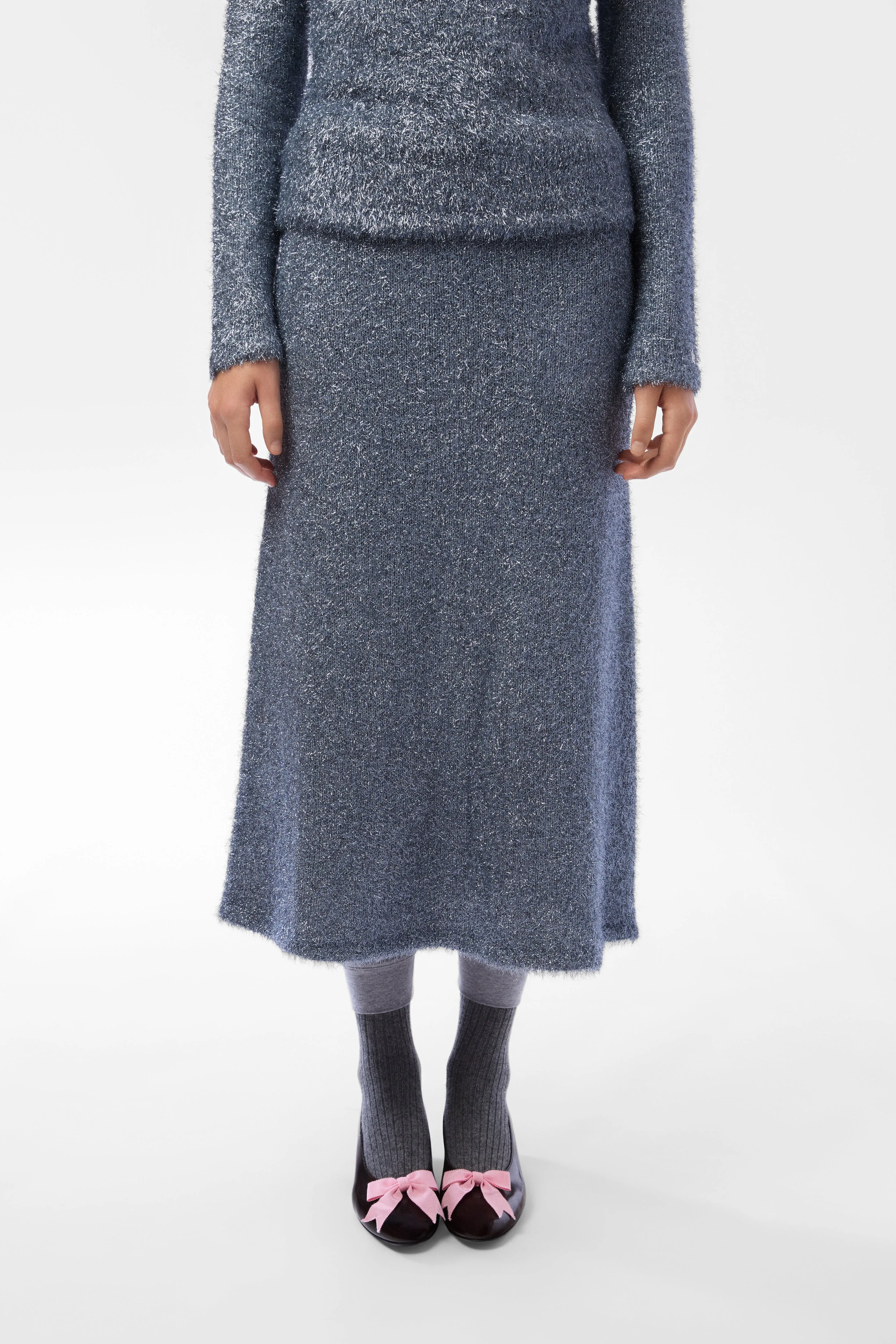 GREENWICH KNIT SKIRT IN ICE BLUE TINSEL sold by Sandy Liang product image thumbnail 4
