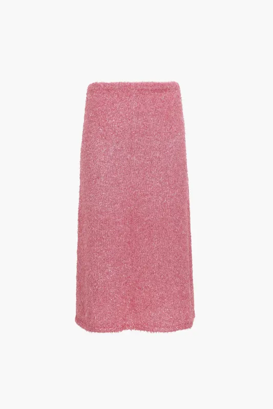GREENWICH KNIT SKIRT IN PINK TINSEL made by Sandy Liang