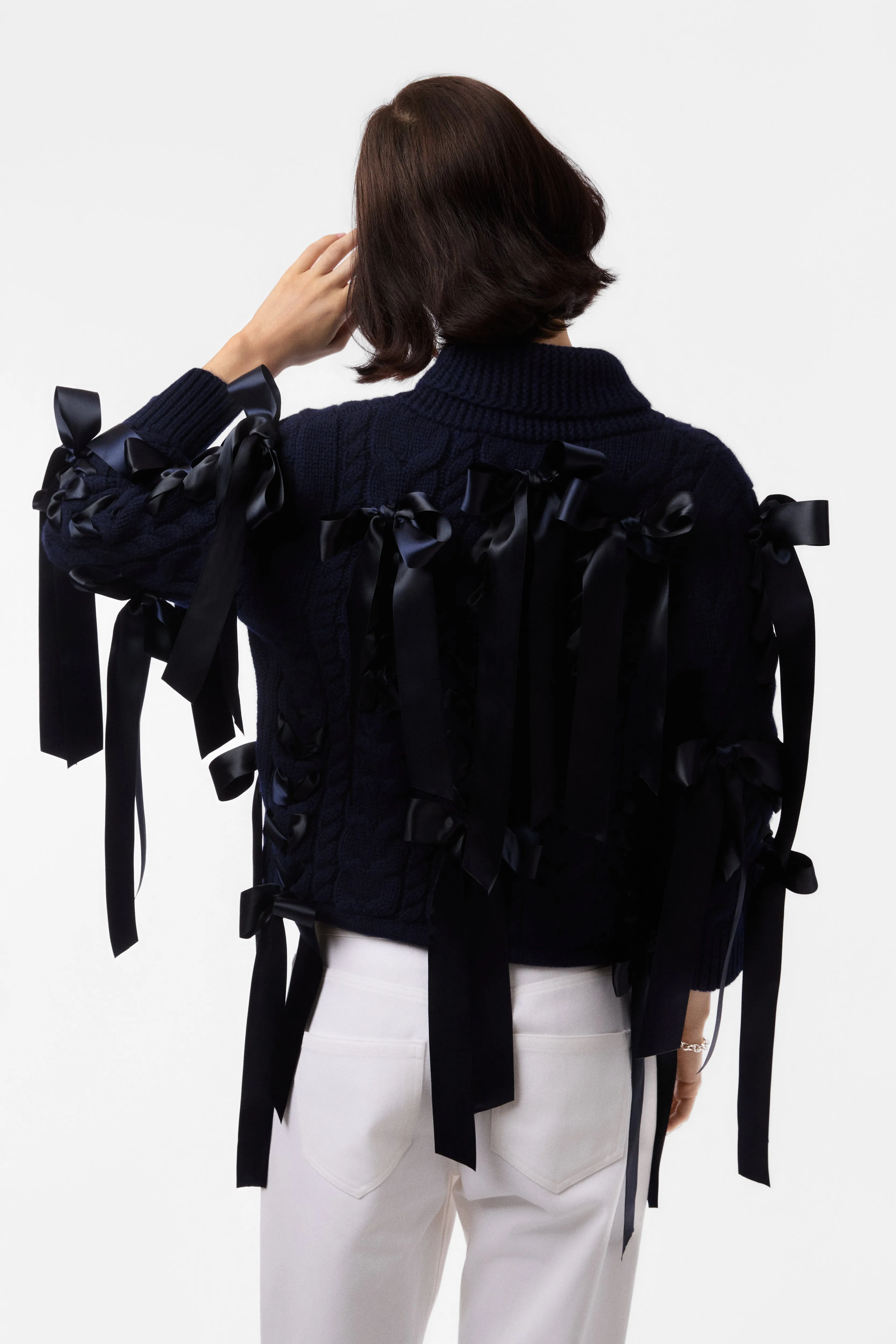 COBBLE CARDIGAN IN DARK NAVY sold by Sandy Liang product image thumbnail 4