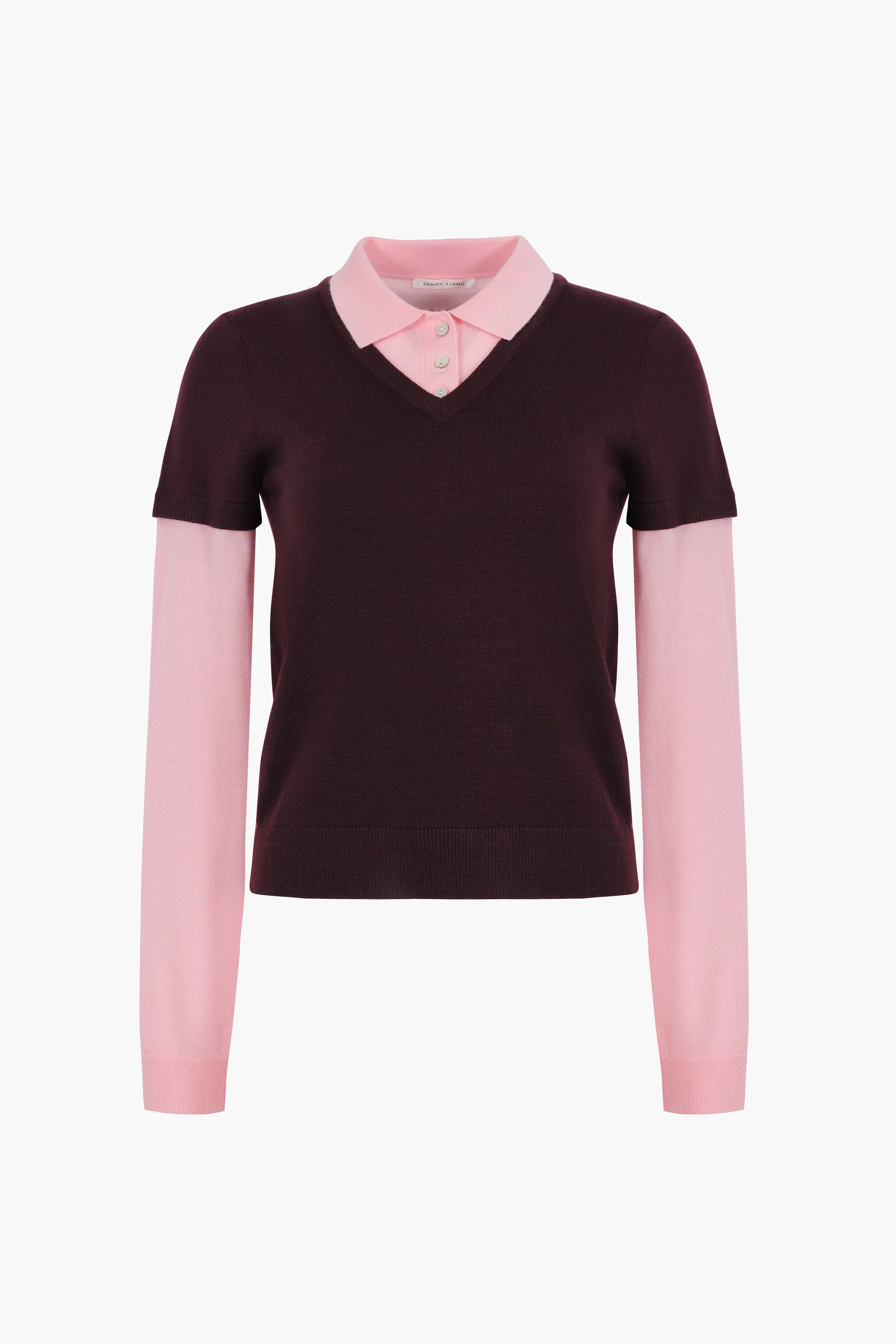 LOTTIE SWEATER IN BURGUNDY PINK sold by Sandy Liang