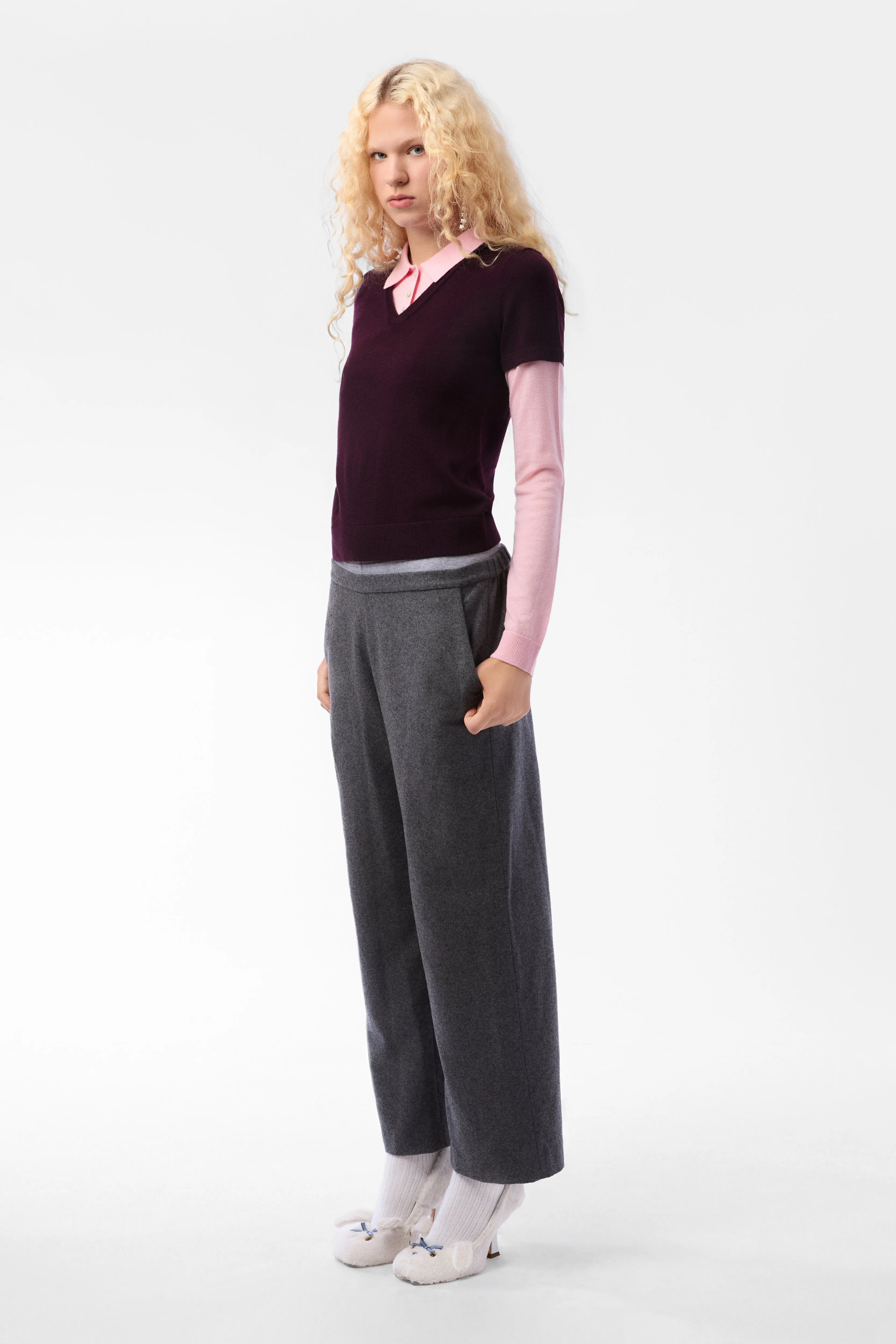 LOTTIE SWEATER IN BURGUNDY PINK sold by Sandy Liang product image thumbnail 3