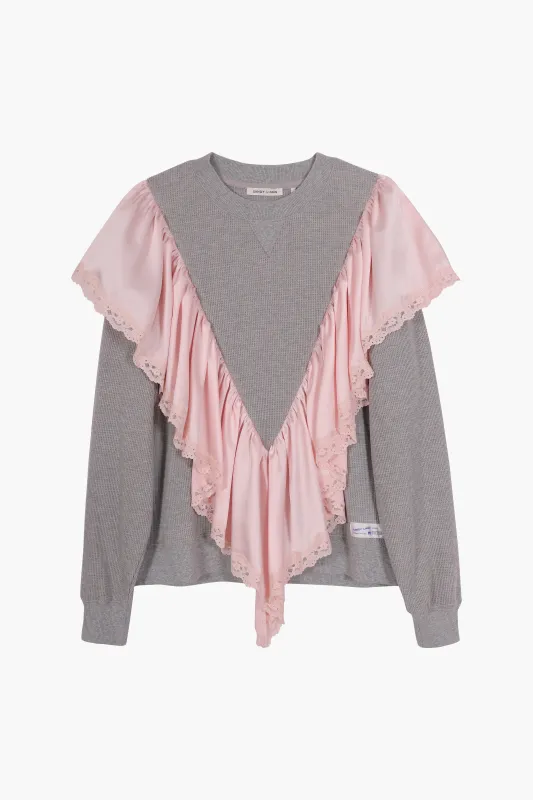 TUMBLE SWEATSHIRT IN GREY made by Sandy Liang